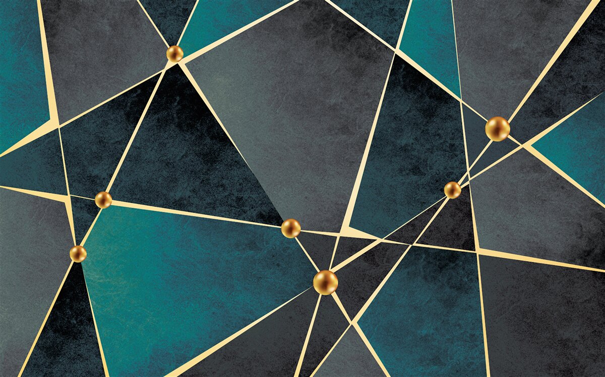 Fototapeta smaragdová mozaika so zlatými akcentmi