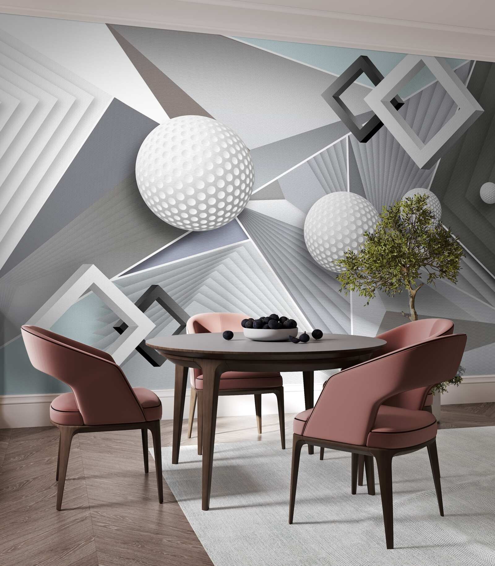 Fototapeta abstraktné geometrické znázornenie kocky a lopty