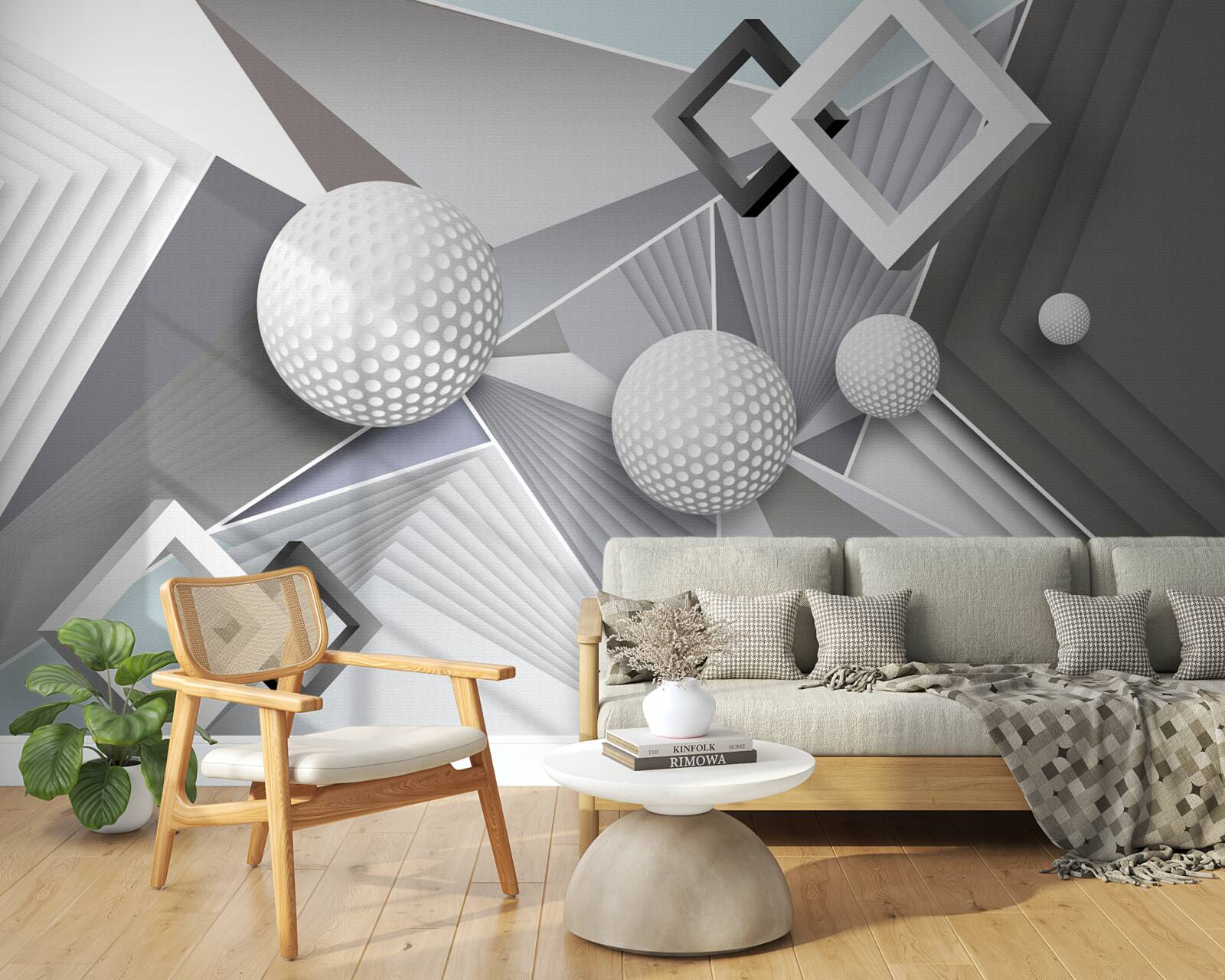 Fototapeta abstraktné geometrické znázornenie kocky a lopty