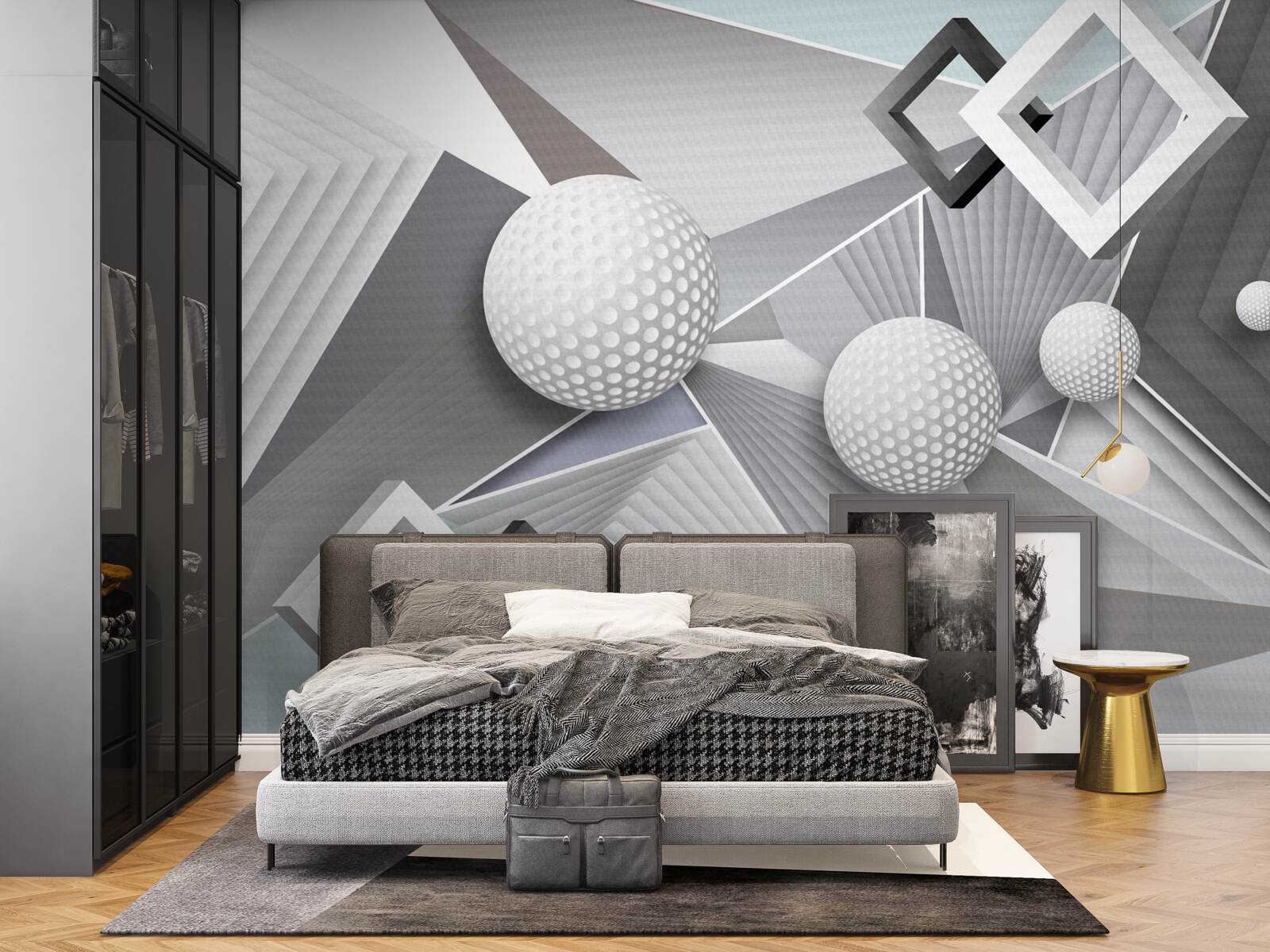 Fototapeta abstraktné geometrické znázornenie kocky a lopty