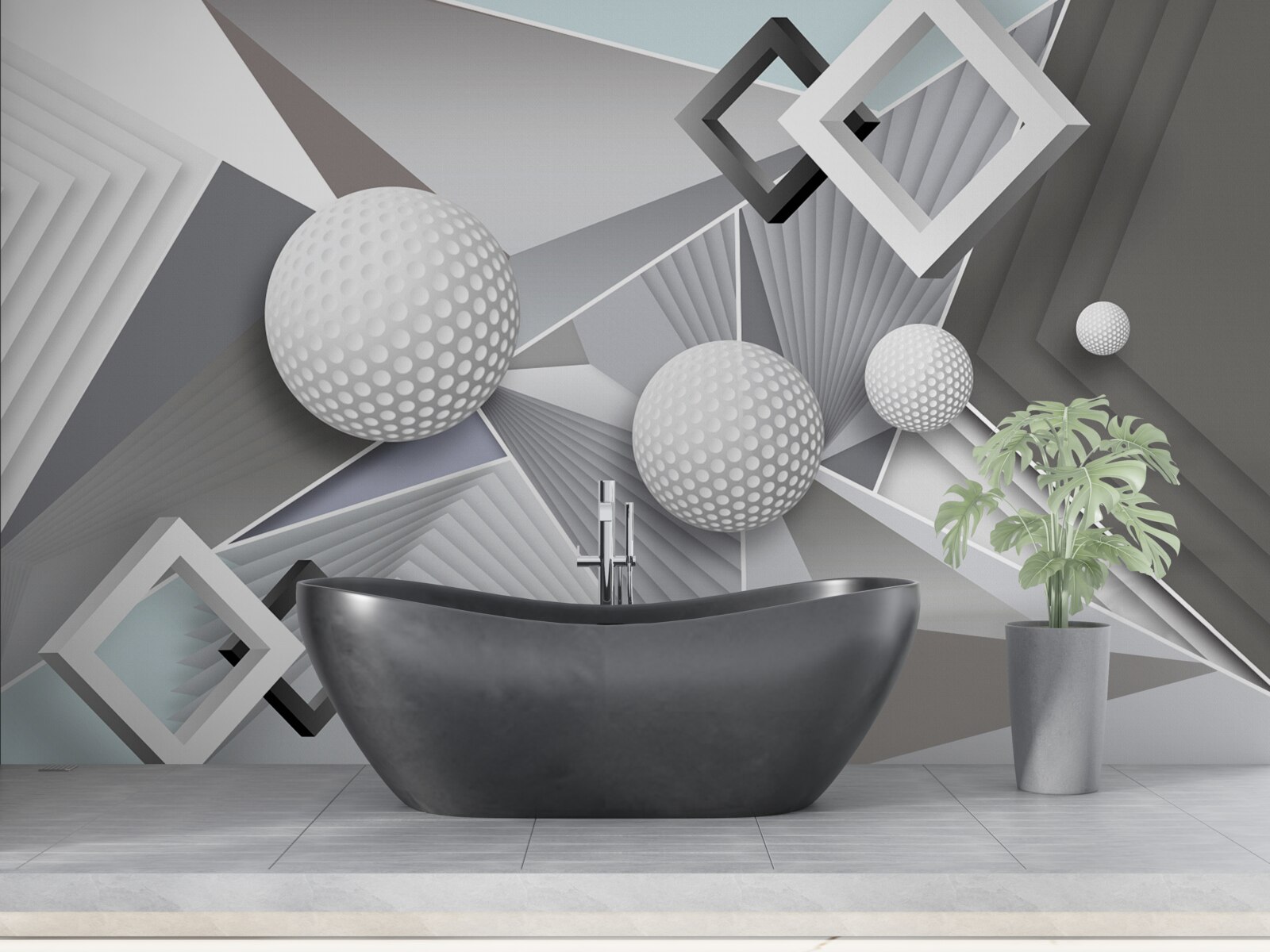 Fototapeta abstraktné geometrické znázornenie kocky a lopty