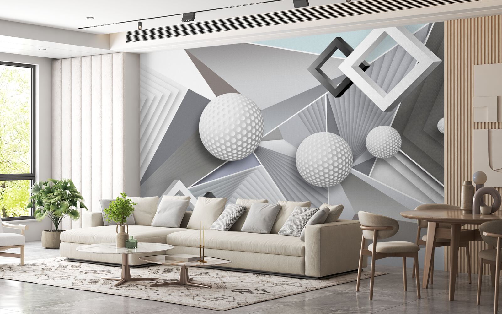 Fototapeta abstraktné geometrické znázornenie kocky a lopty