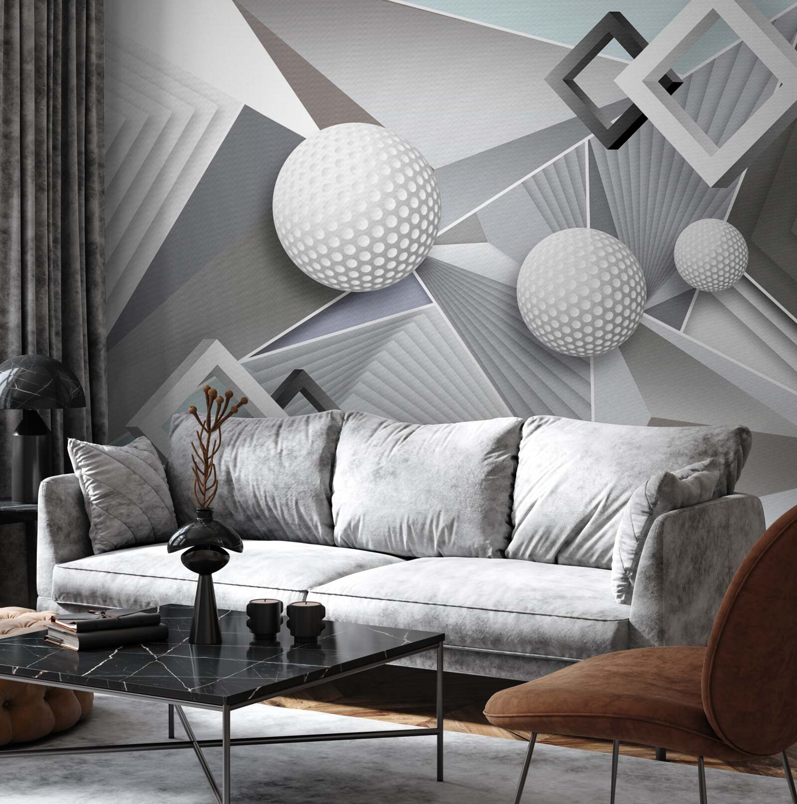 Fototapeta abstraktné geometrické znázornenie kocky a lopty