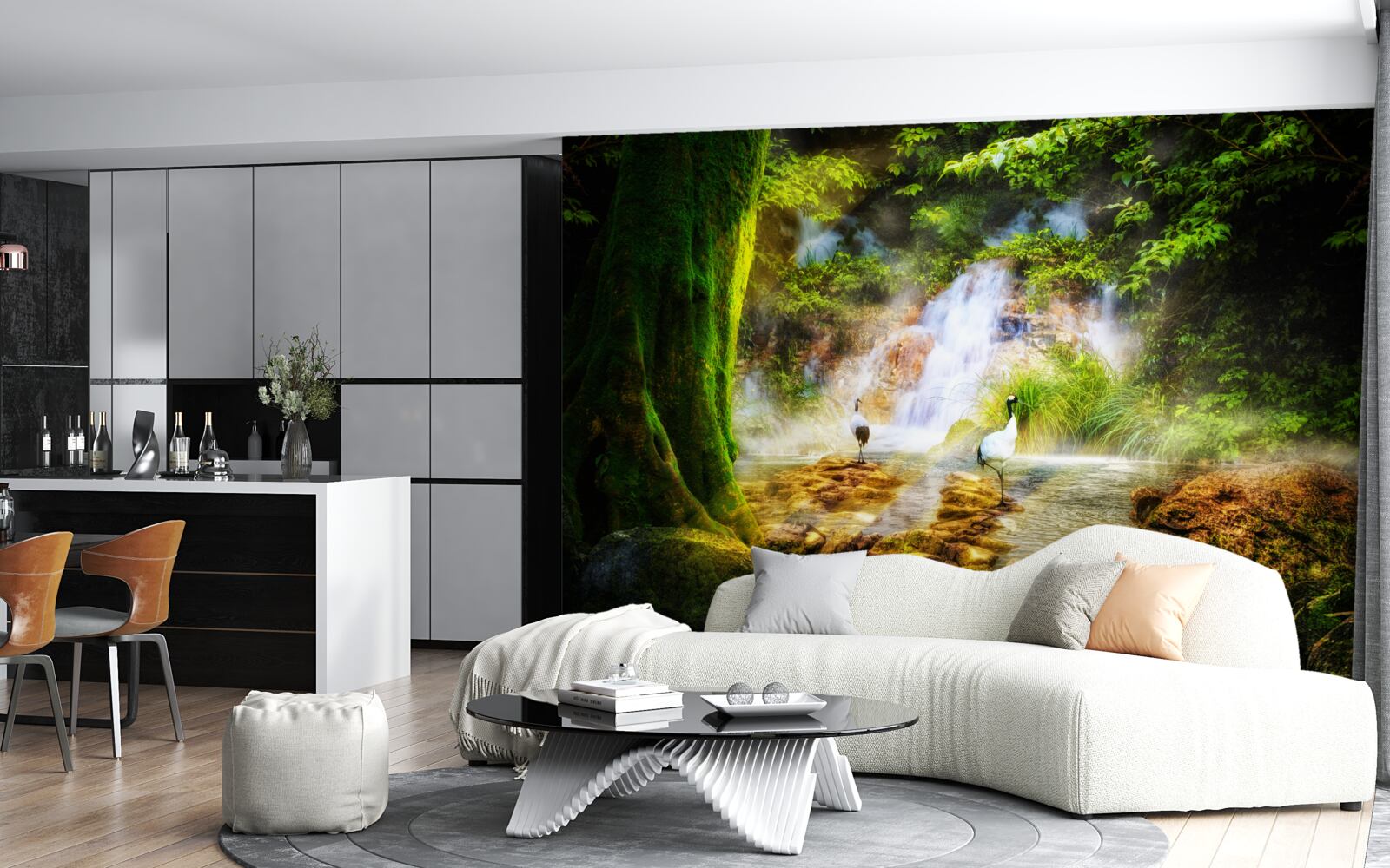 Fototapeta magický horský vodopád padajúci dolu