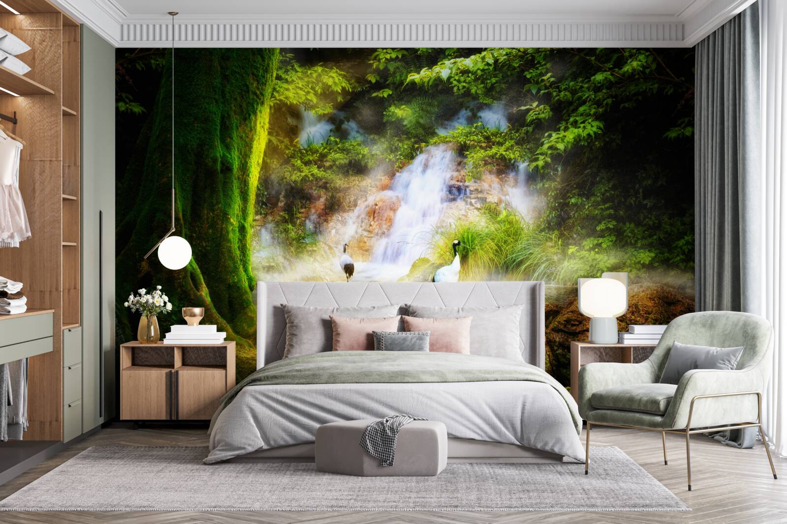 Fototapeta magický horský vodopád padajúci dolu