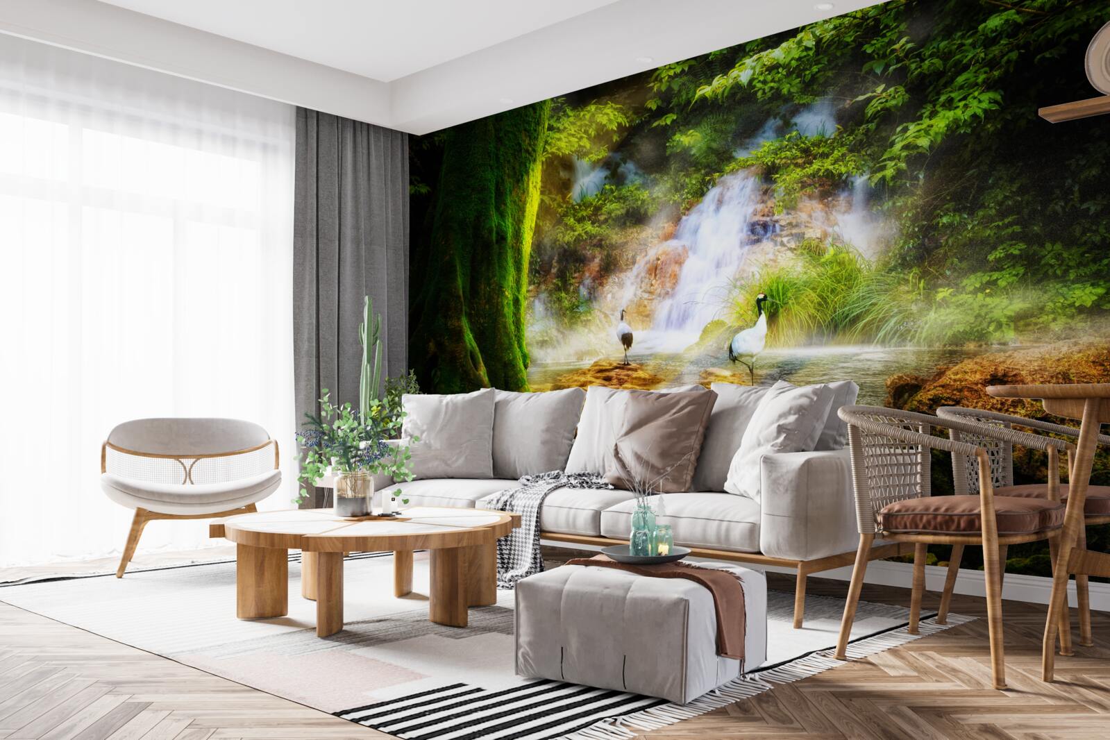 Fototapeta magický horský vodopád padajúci dolu