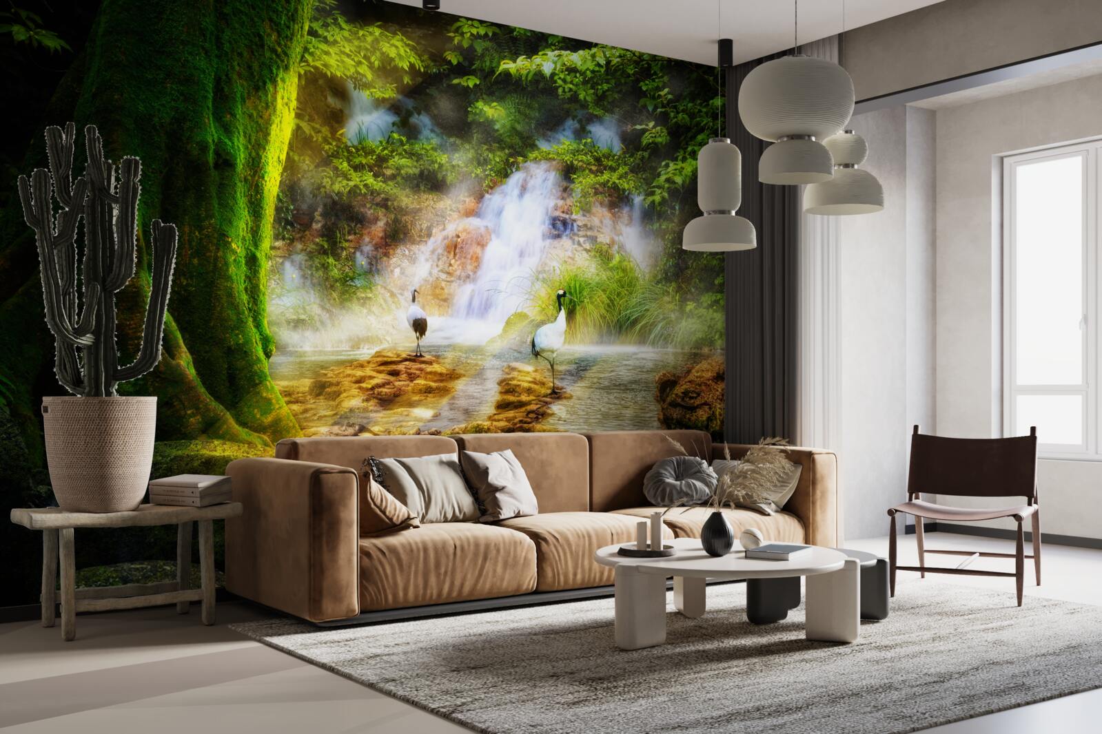 Fototapeta magický horský vodopád padajúci dolu