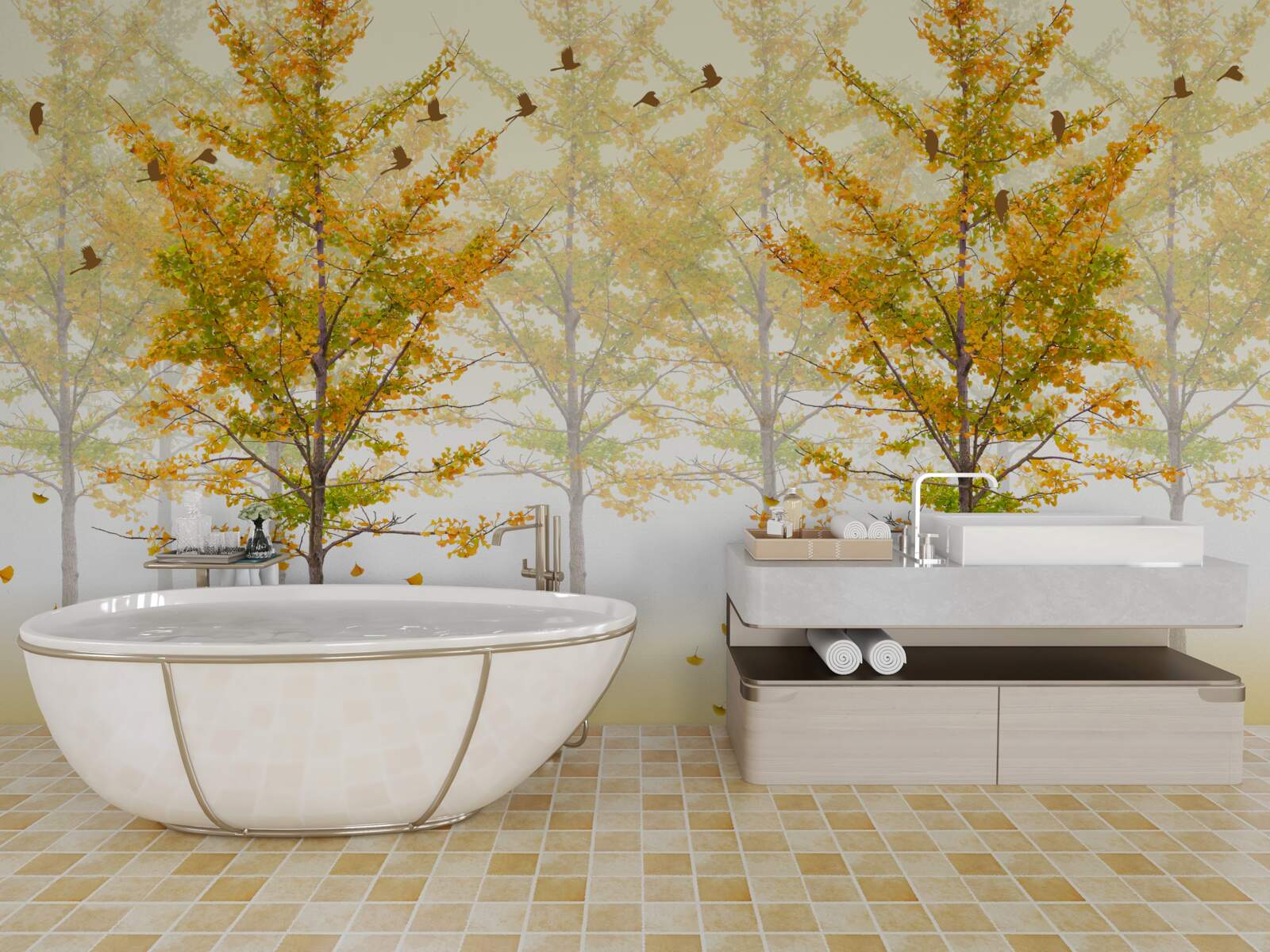 Fototapeta jesenné farby v listnatom lese