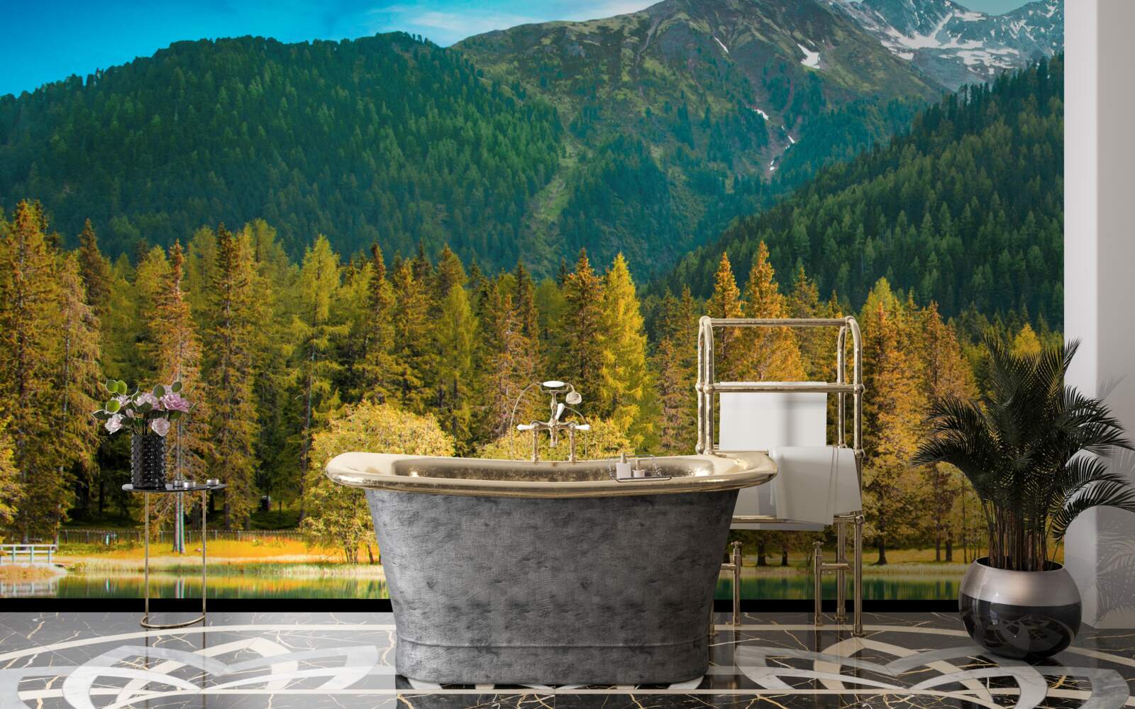 Fototapeta horské jazero v jesennej krajine