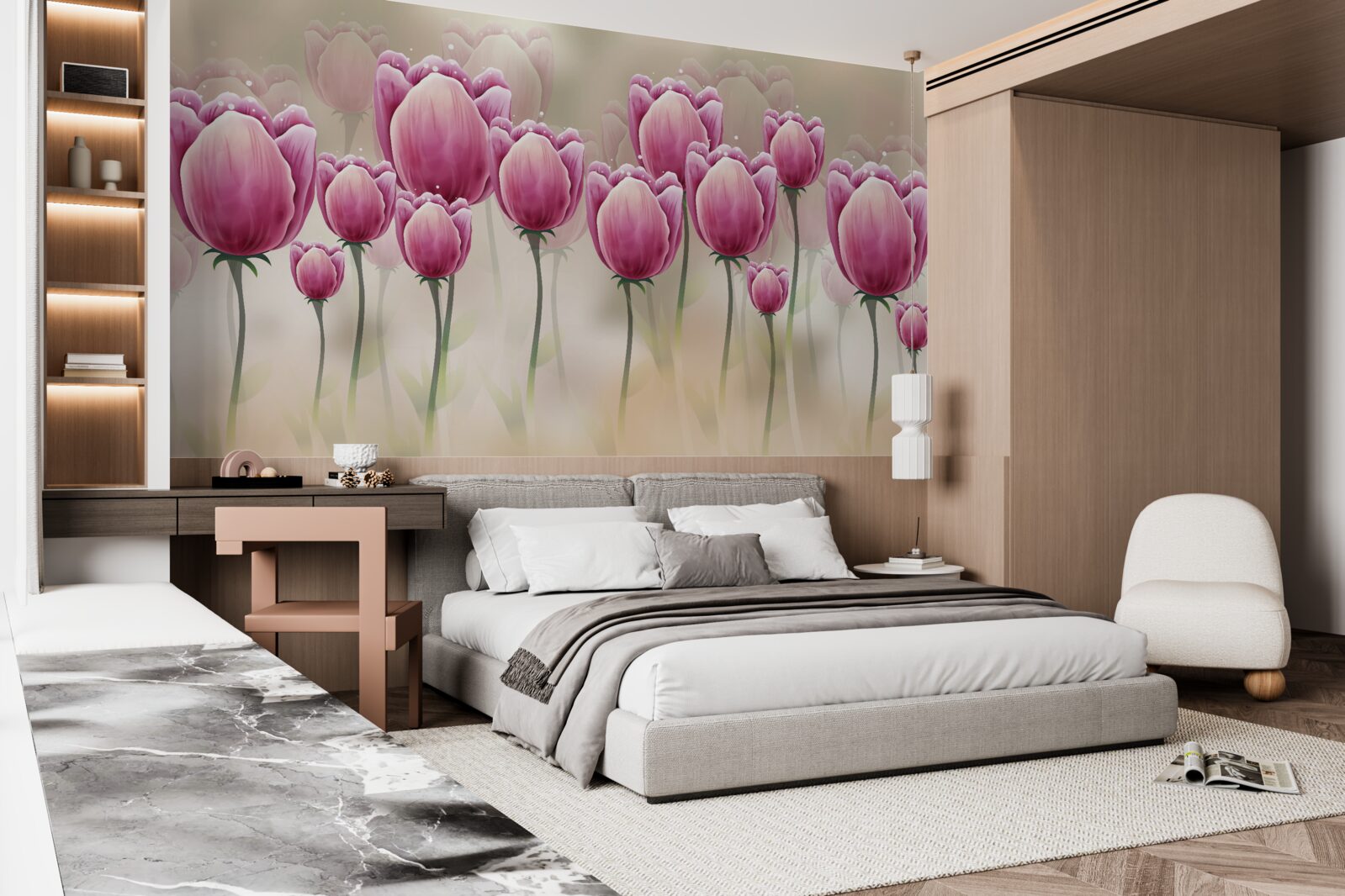 Fototapeta uzavreté karmínové tulipány