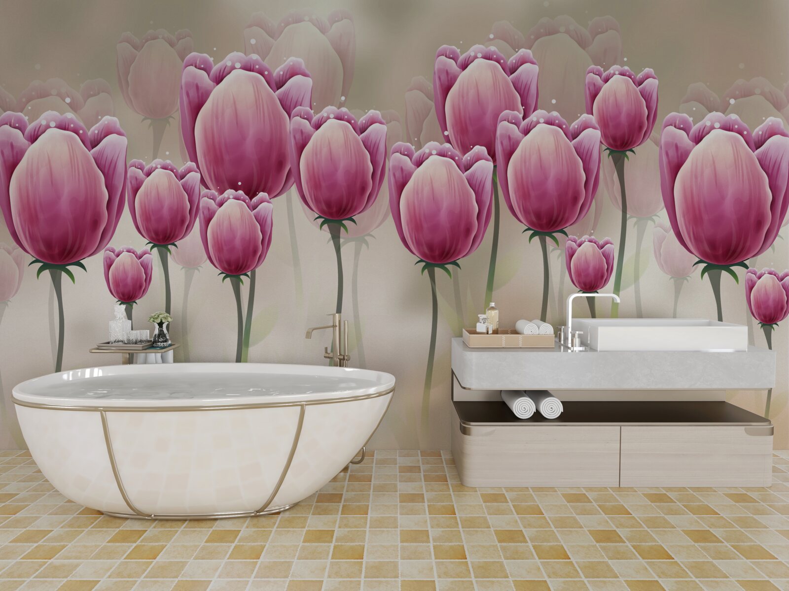 Fototapeta uzavreté karmínové tulipány