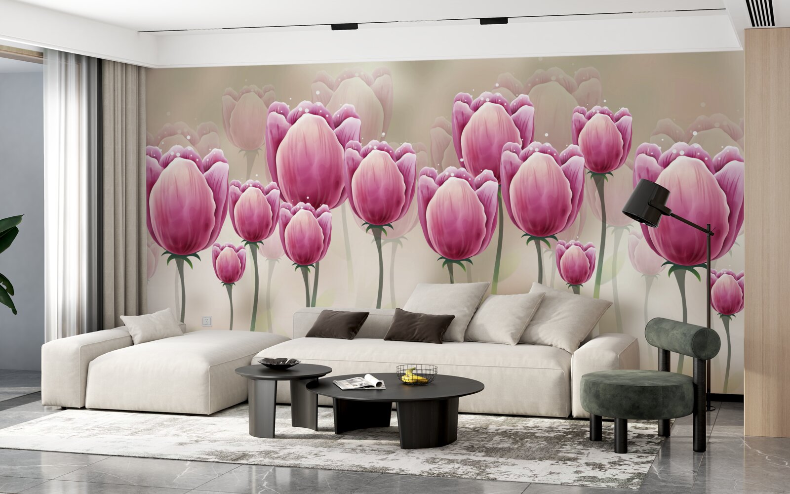 Fototapeta uzavreté karmínové tulipány