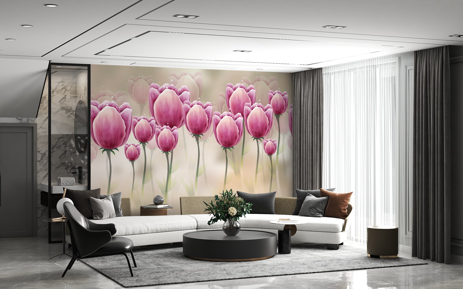 Fototapeta uzavreté karmínové tulipány