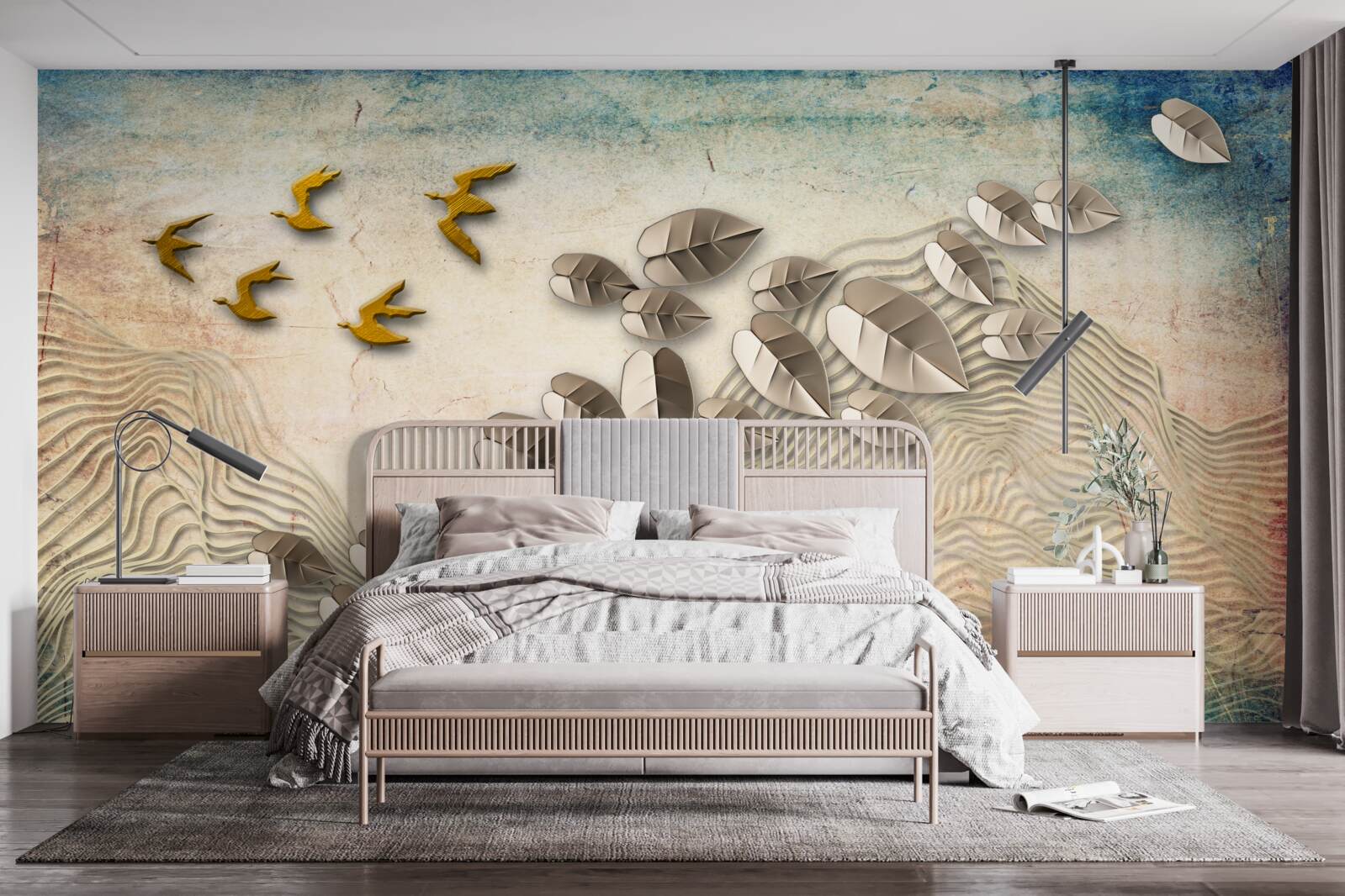 Fototapeta operencov a ich páperie v poryvoch vetra