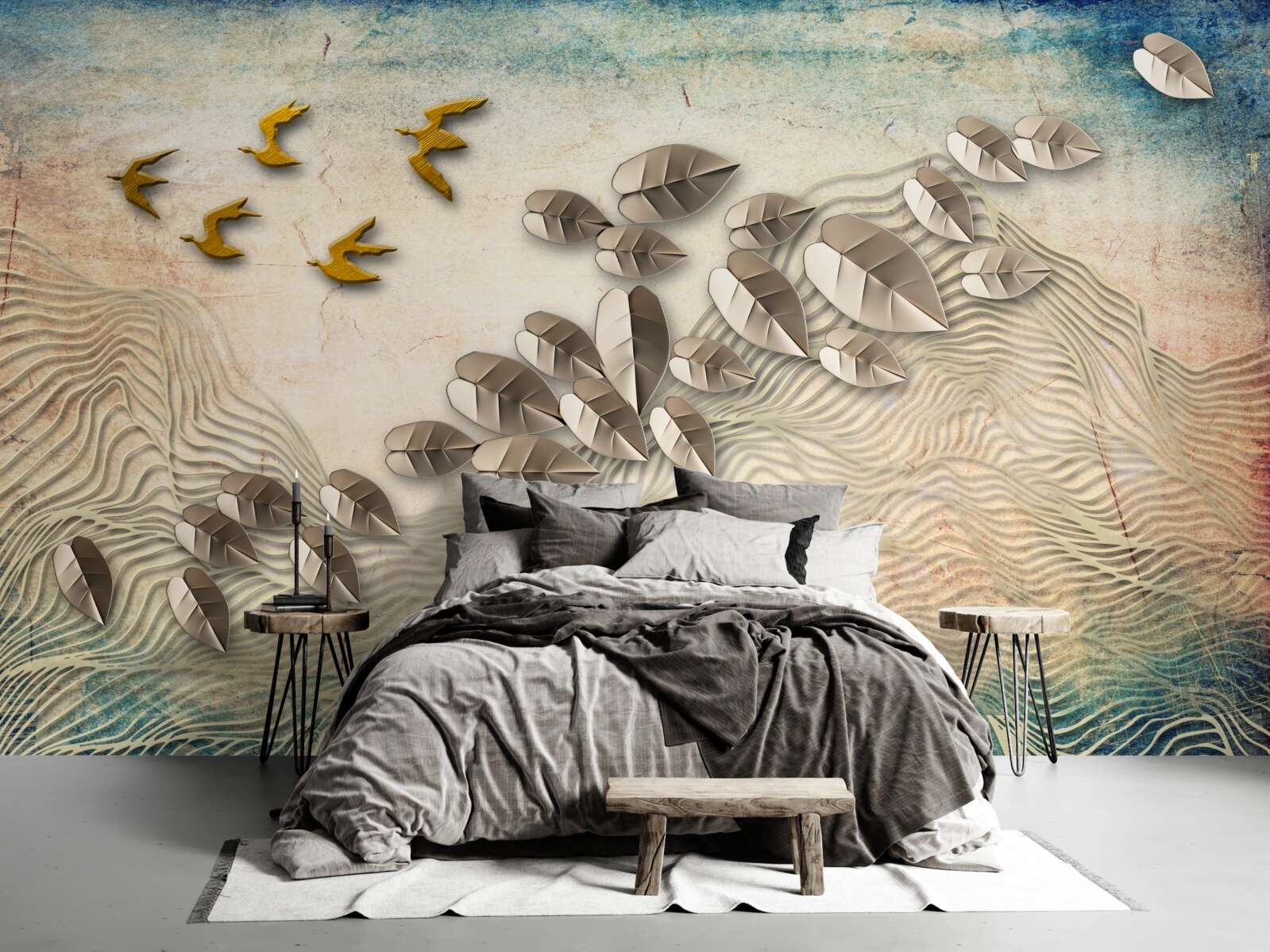 Fototapeta operencov a ich páperie v poryvoch vetra