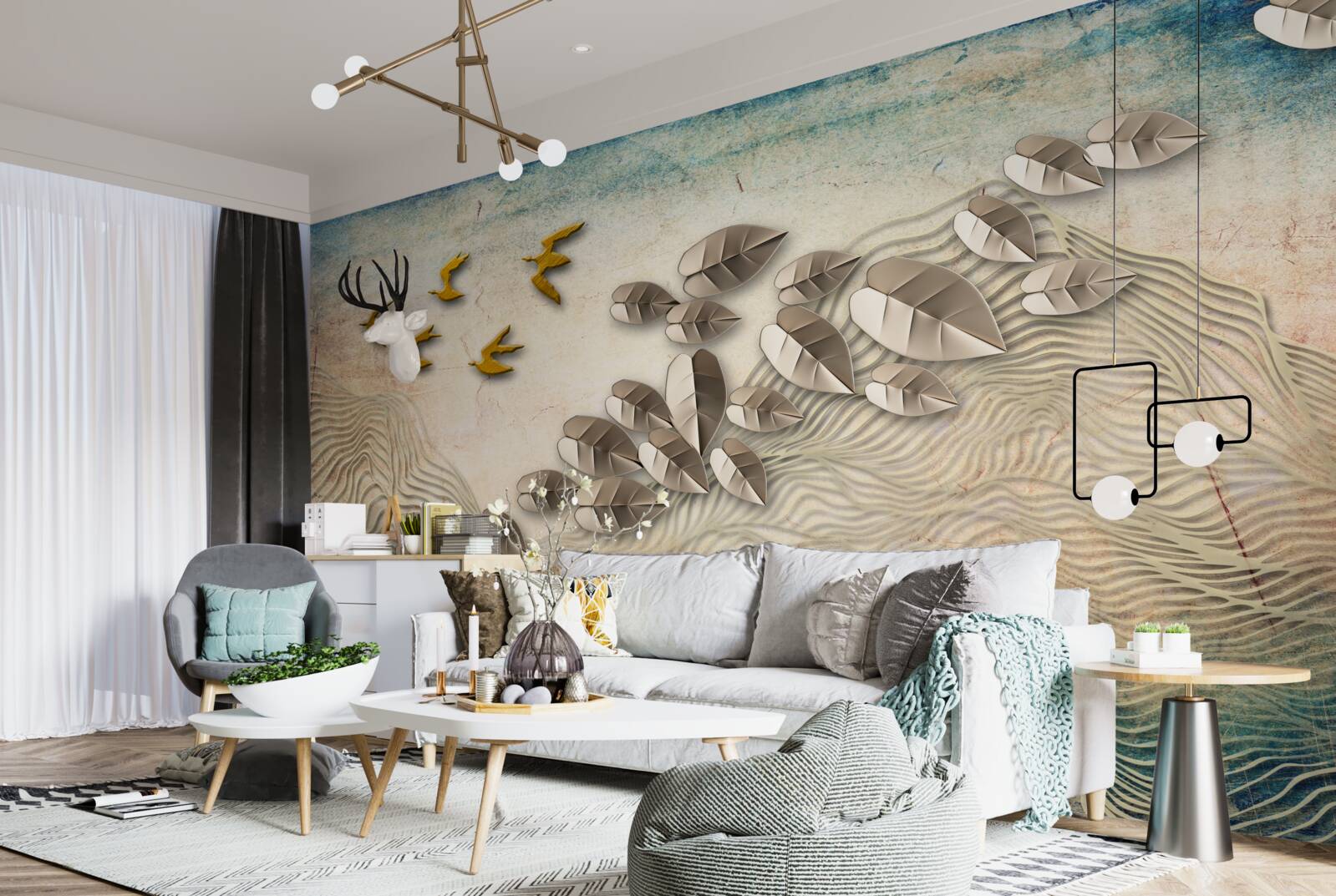 Fototapeta operencov a ich páperie v poryvoch vetra