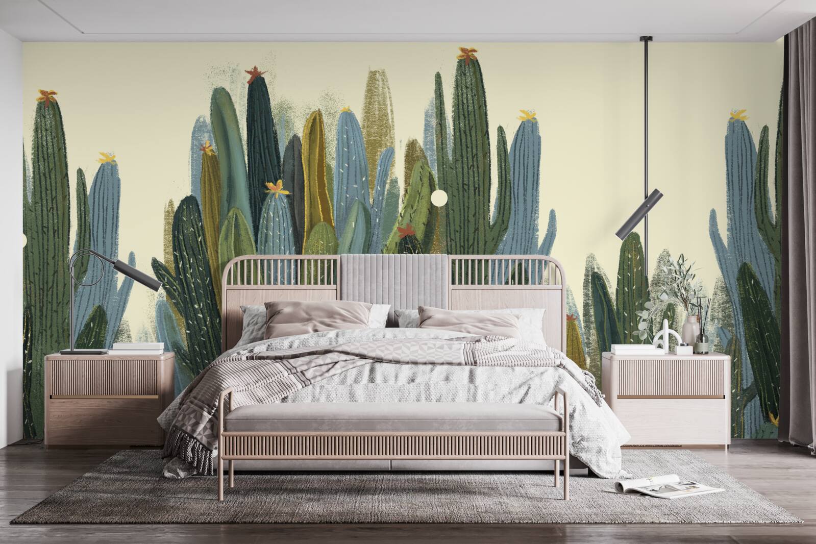 Fototapeta dievča s červenými vlasmi medzi kaktusmi