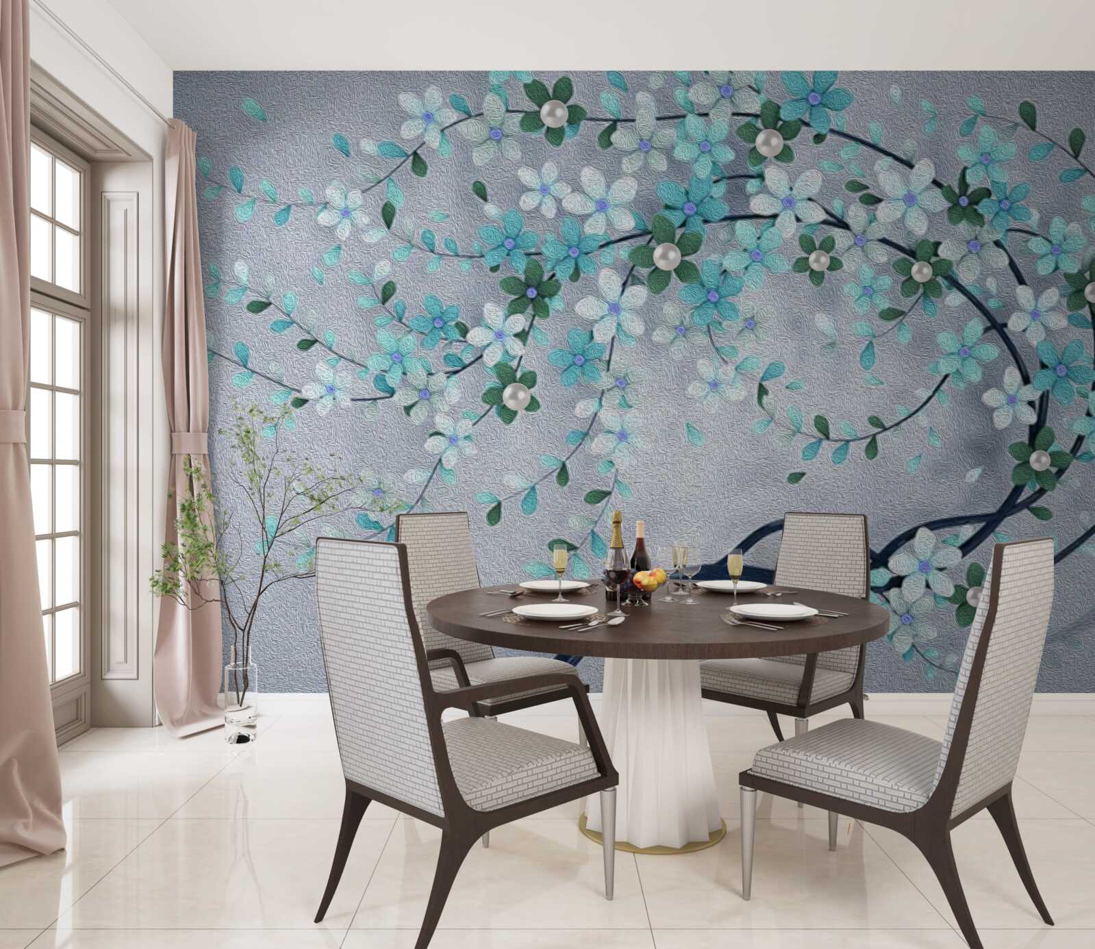 Fototapeta strom ohýbajúci sa pod váhou drobných kvietkov