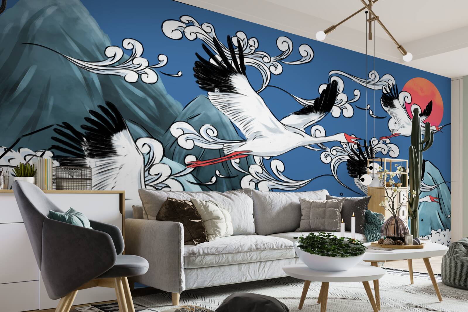 Fototapeta bociany smerujú k západu slnka