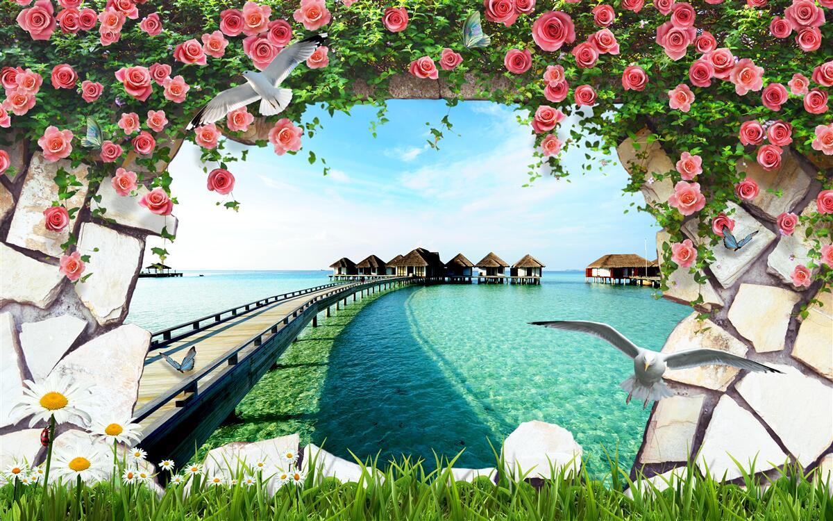 Fototapeta brána s výhľadom na prístav