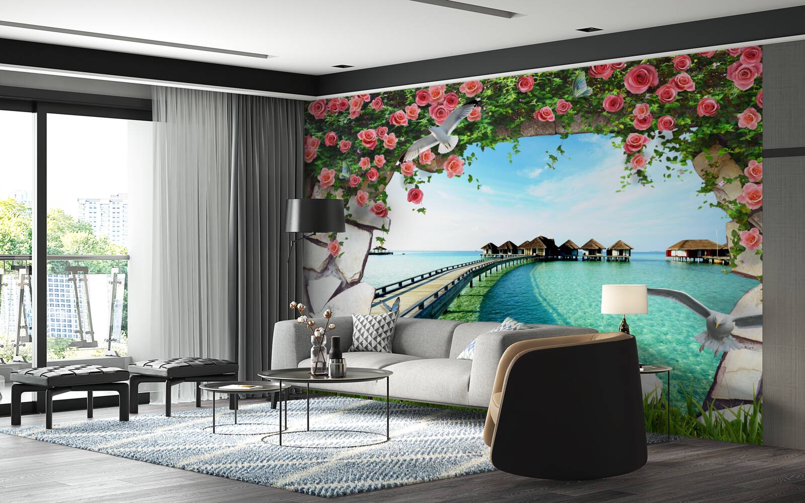 Fototapeta brána s výhľadom na prístav