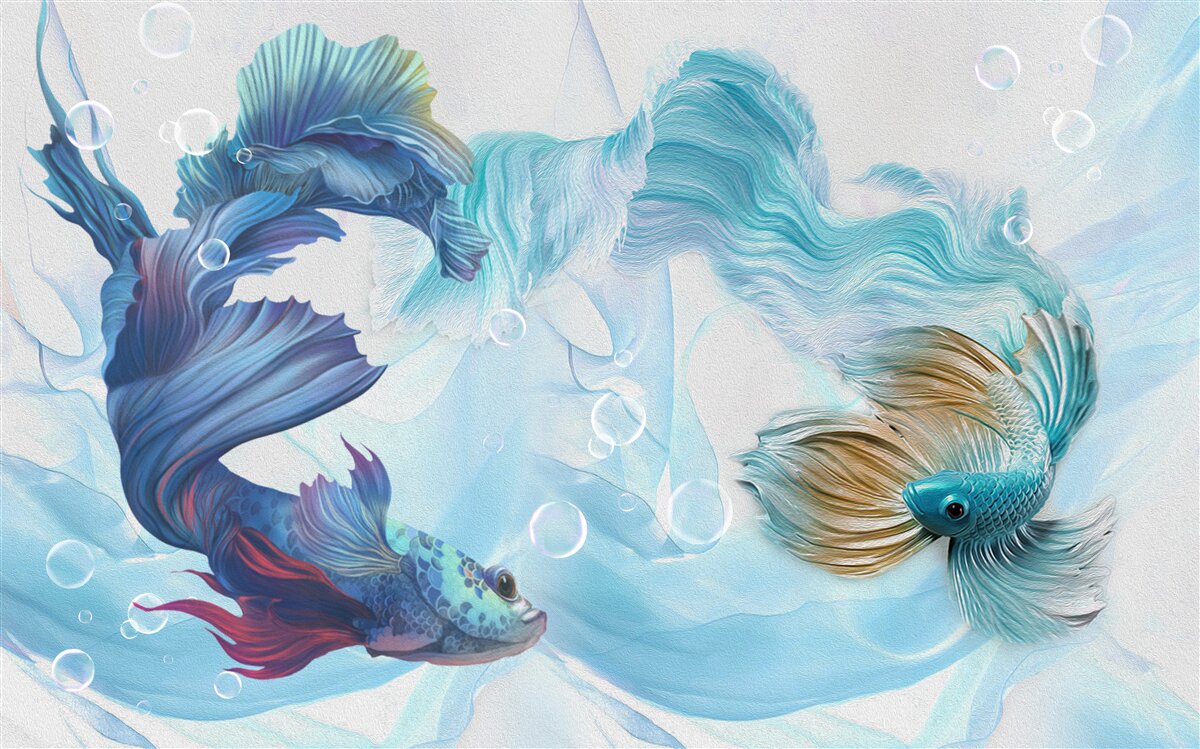 Fototapeta obraz farebných rýb plávajúcich vo vode