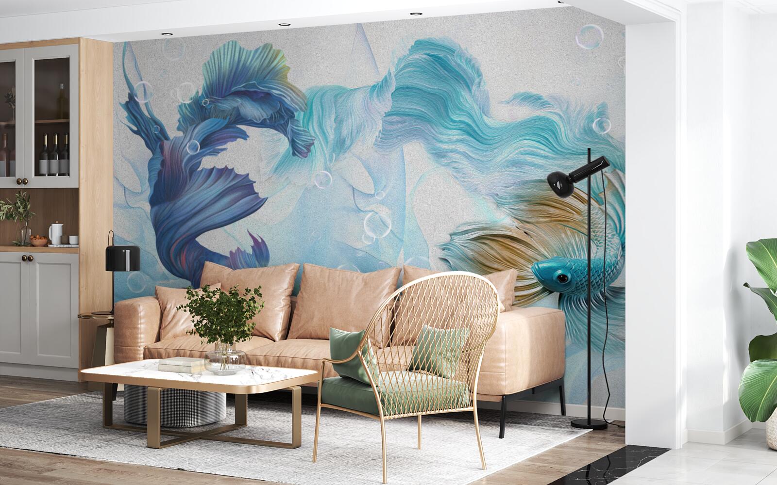 Fototapeta obraz farebných rýb plávajúcich vo vode