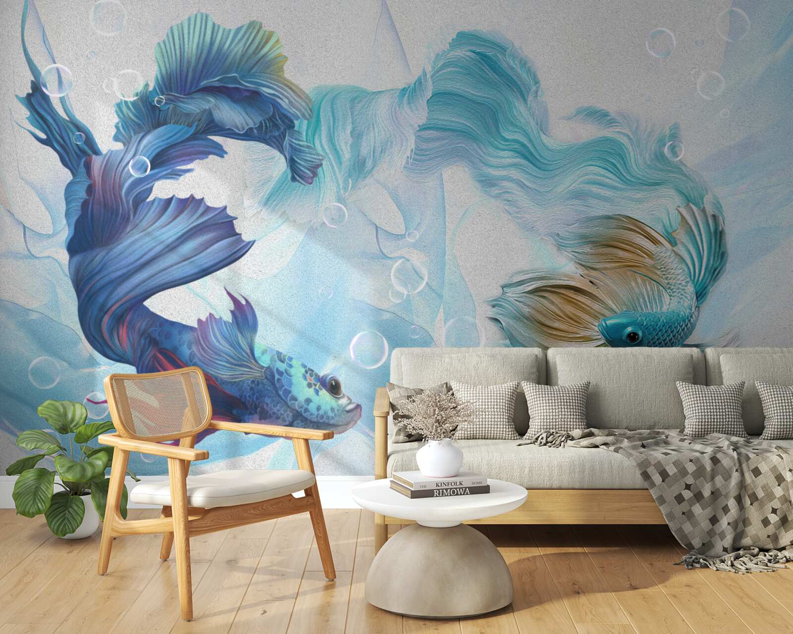 Fototapeta obraz farebných rýb plávajúcich vo vode