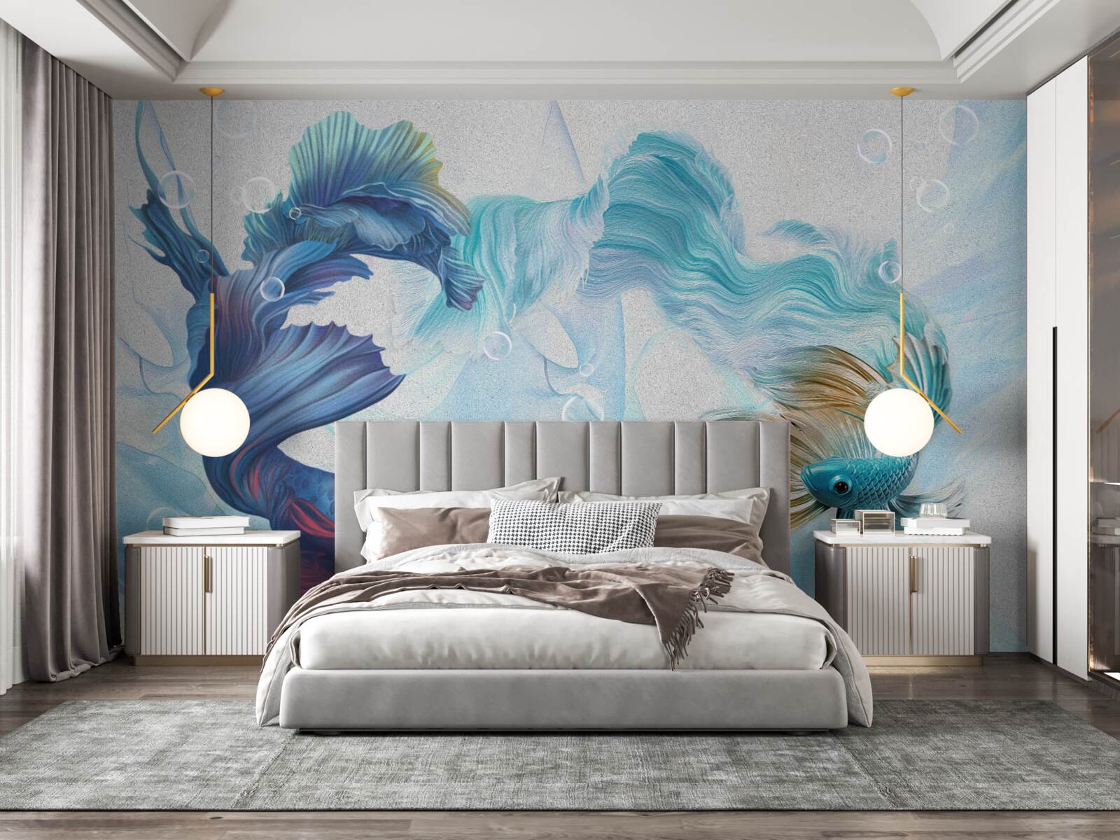 Fototapeta obraz farebných rýb plávajúcich vo vode