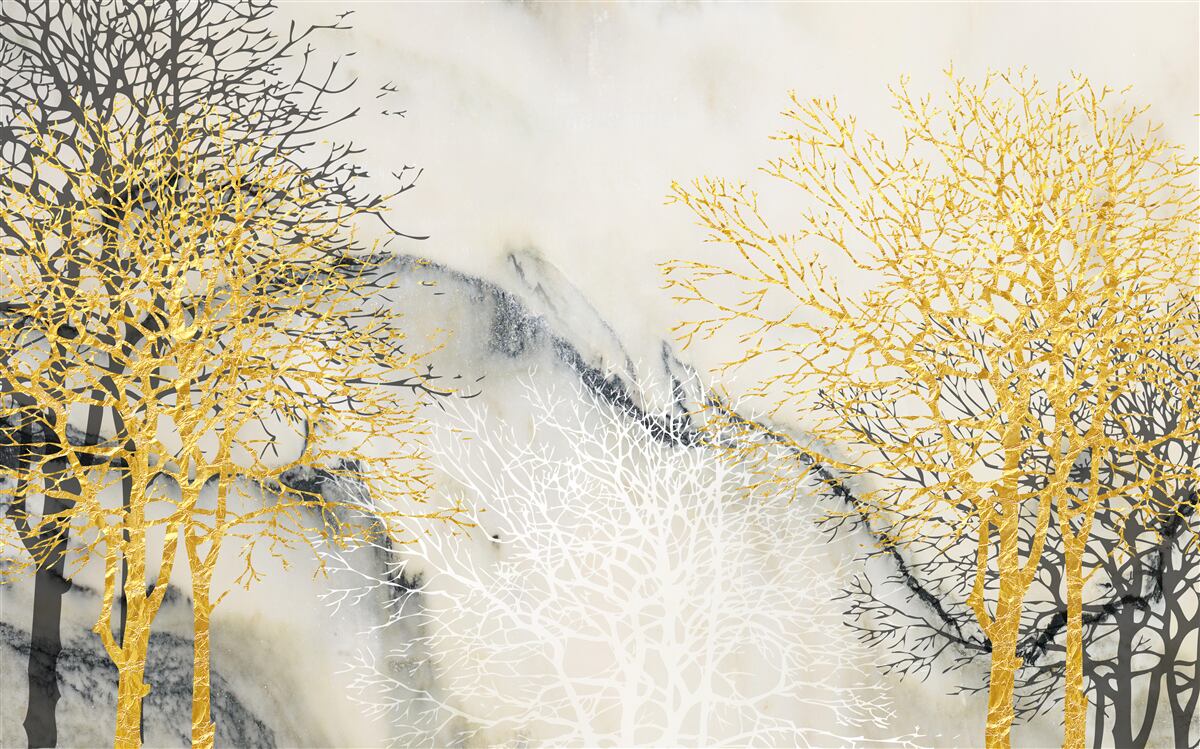 Fototapeta jesenné stromy pokryté zlatom