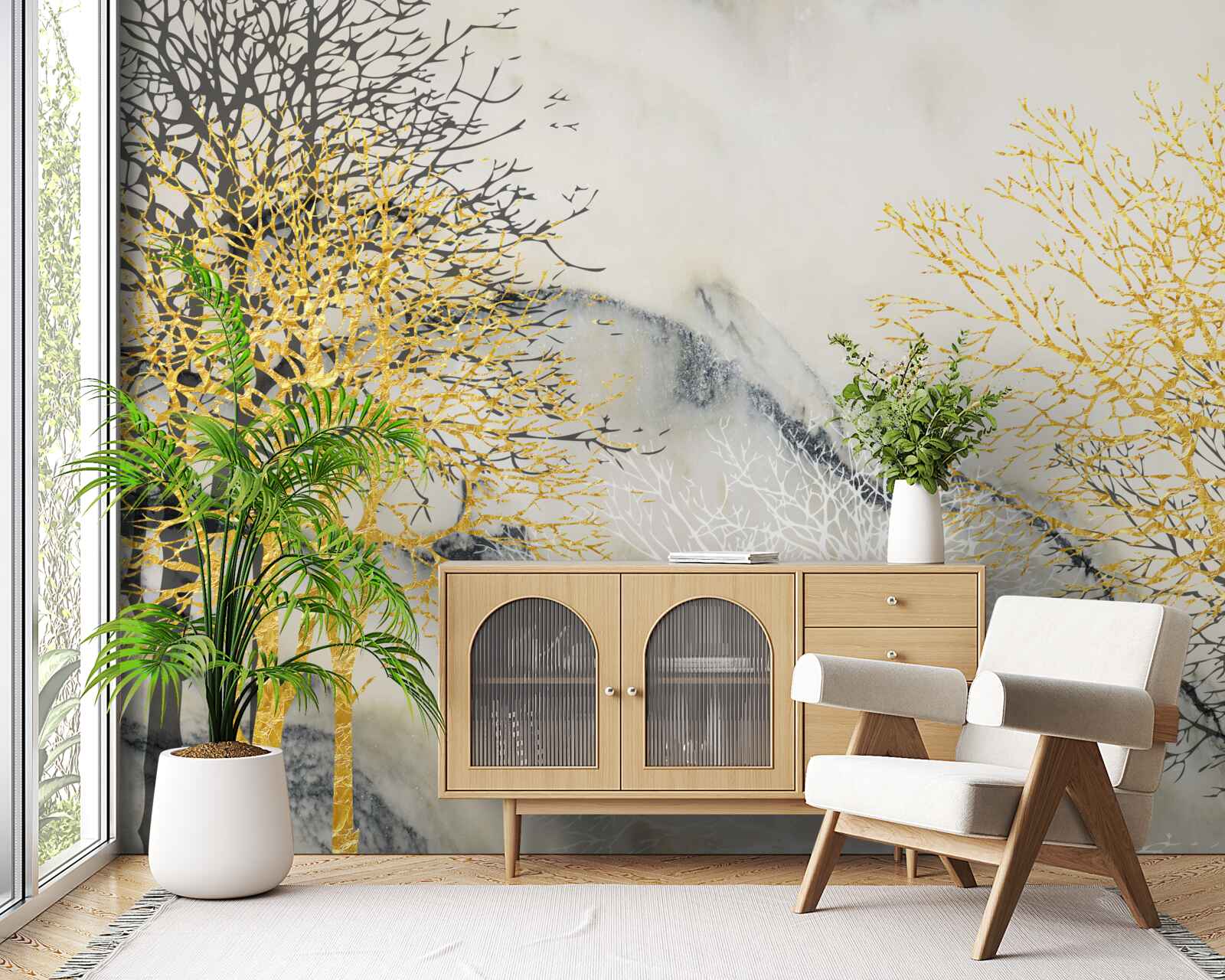 Fototapeta jesenné stromy pokryté zlatom