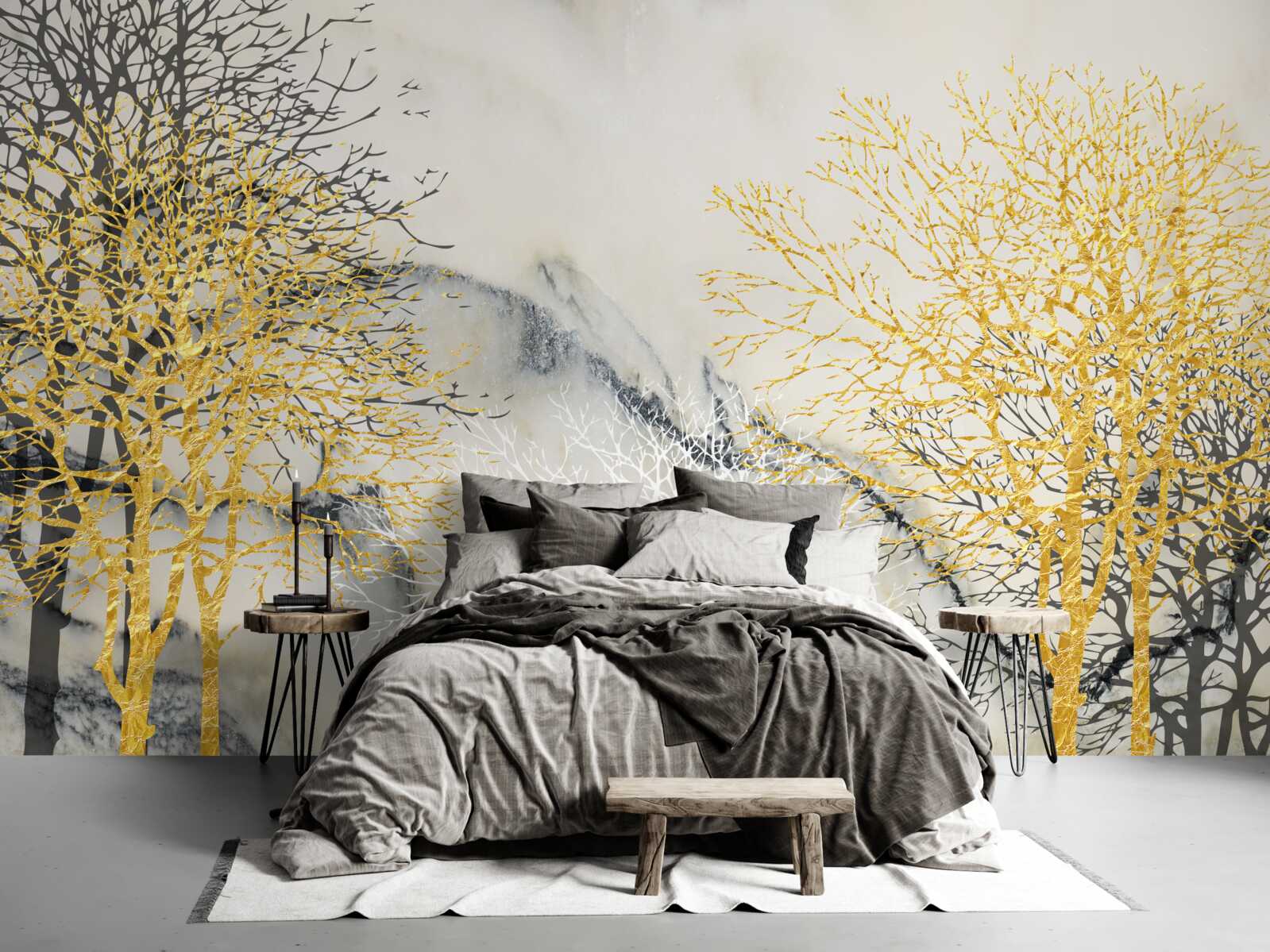 Fototapeta jesenné stromy pokryté zlatom