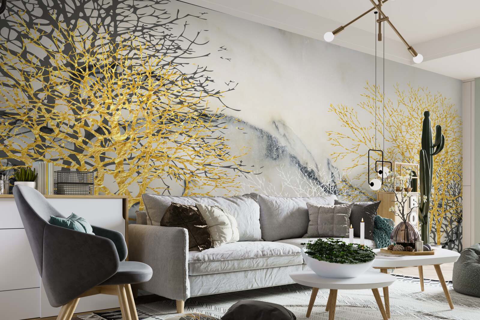 Fototapeta jesenné stromy pokryté zlatom