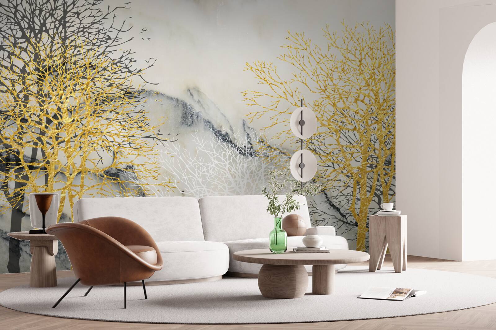 Fototapeta jesenné stromy pokryté zlatom