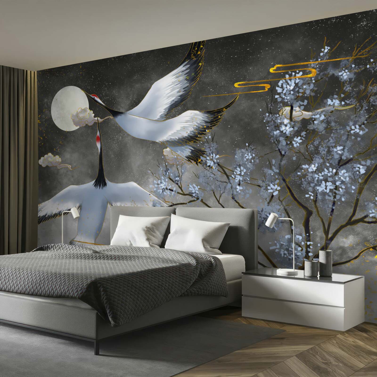 Fototapeta mesiac víta žeriavy