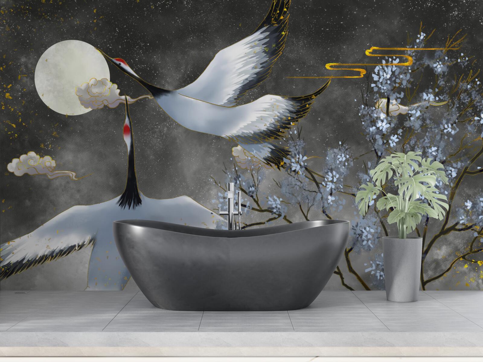 Fototapeta mesiac víta žeriavy