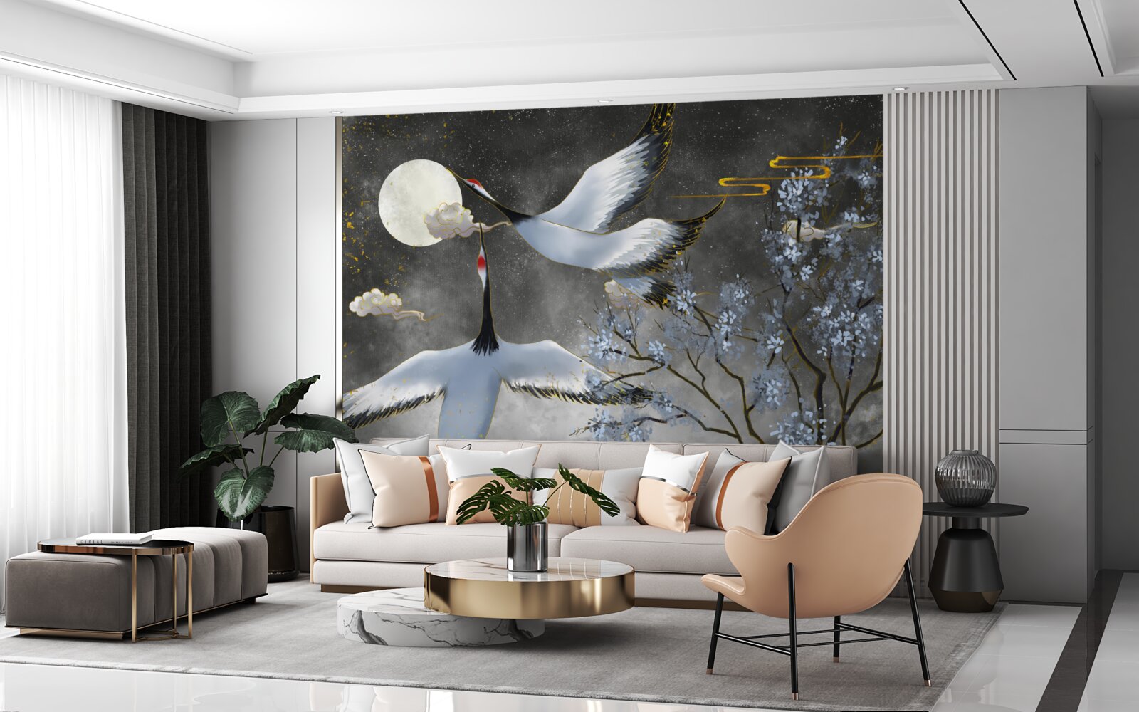 Fototapeta mesiac víta žeriavy