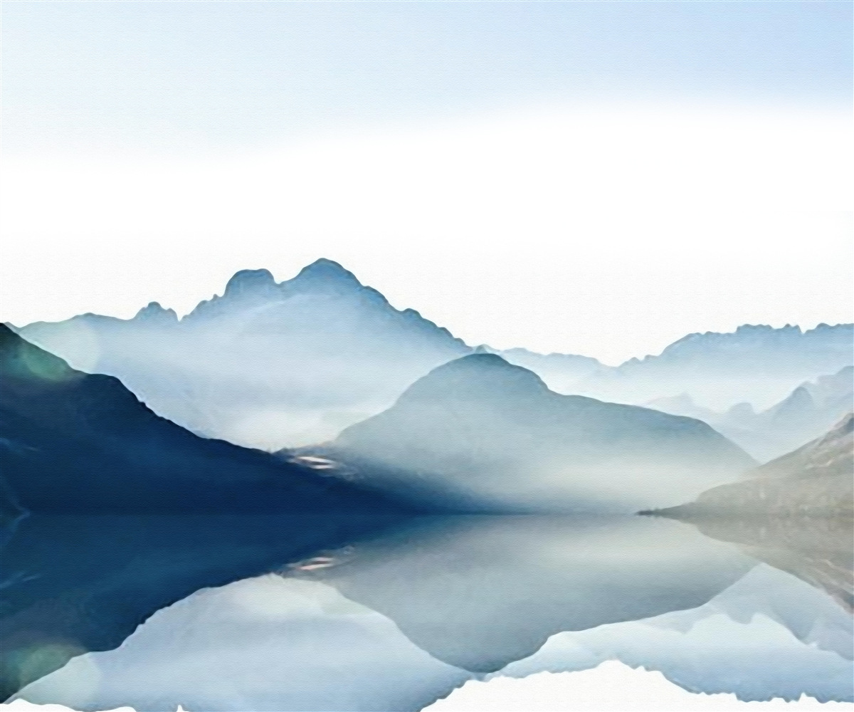 Fototapeta zahmlené zrkadlo sa rozmazáva akvarelom v horách