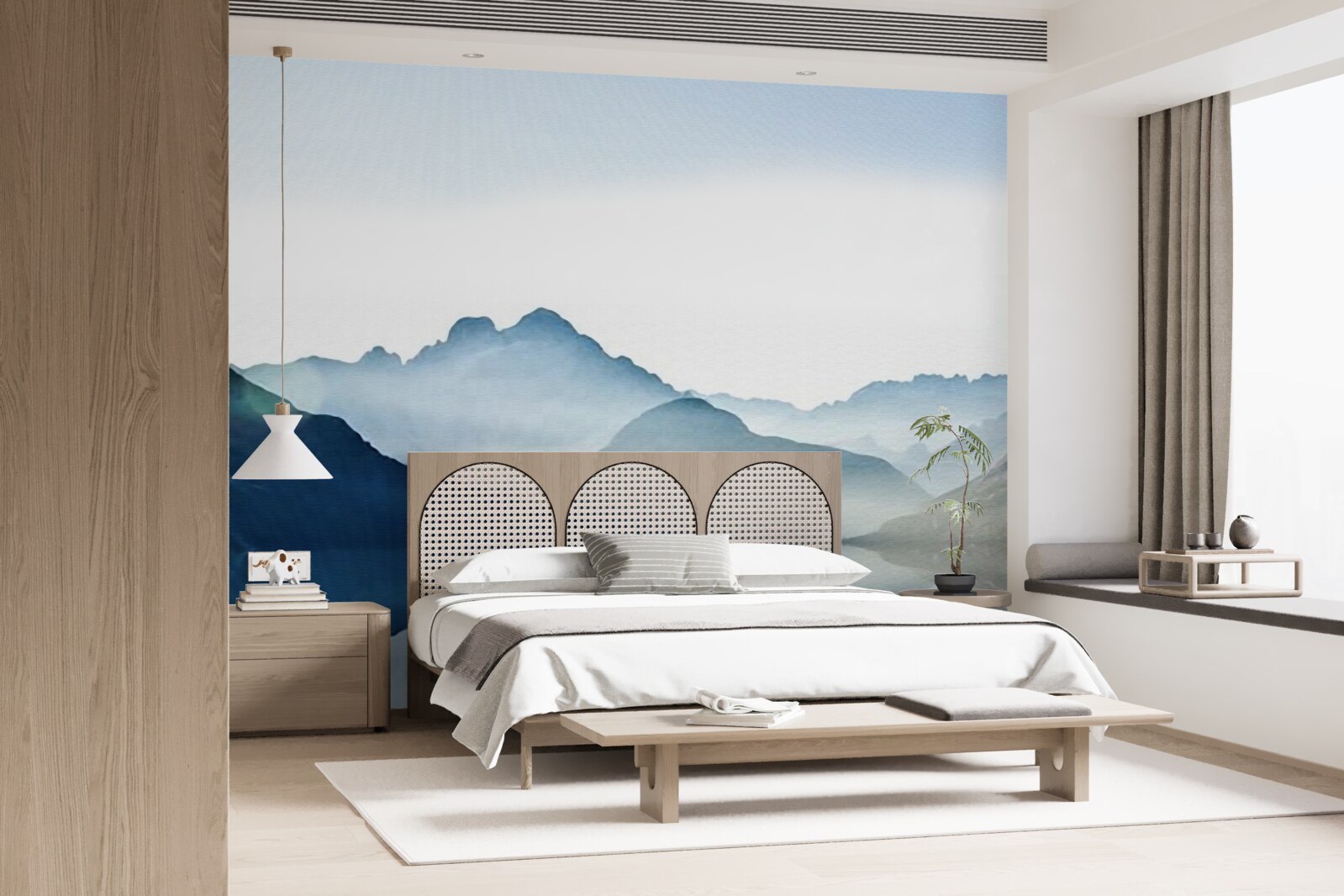 Fototapeta zahmlené zrkadlo sa rozmazáva akvarelom v horách