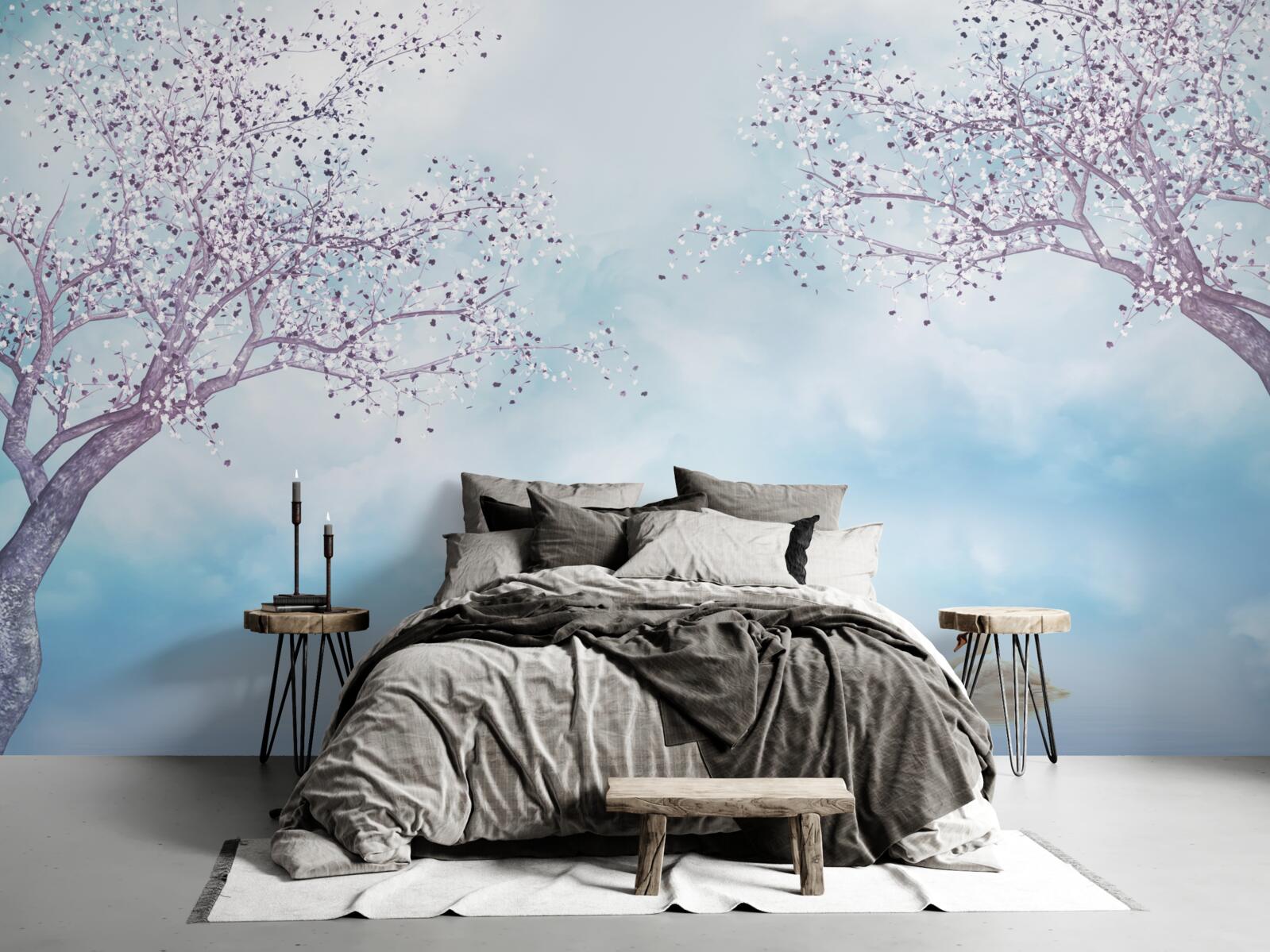 Fototapeta s labuťami na jazere pod hmlou