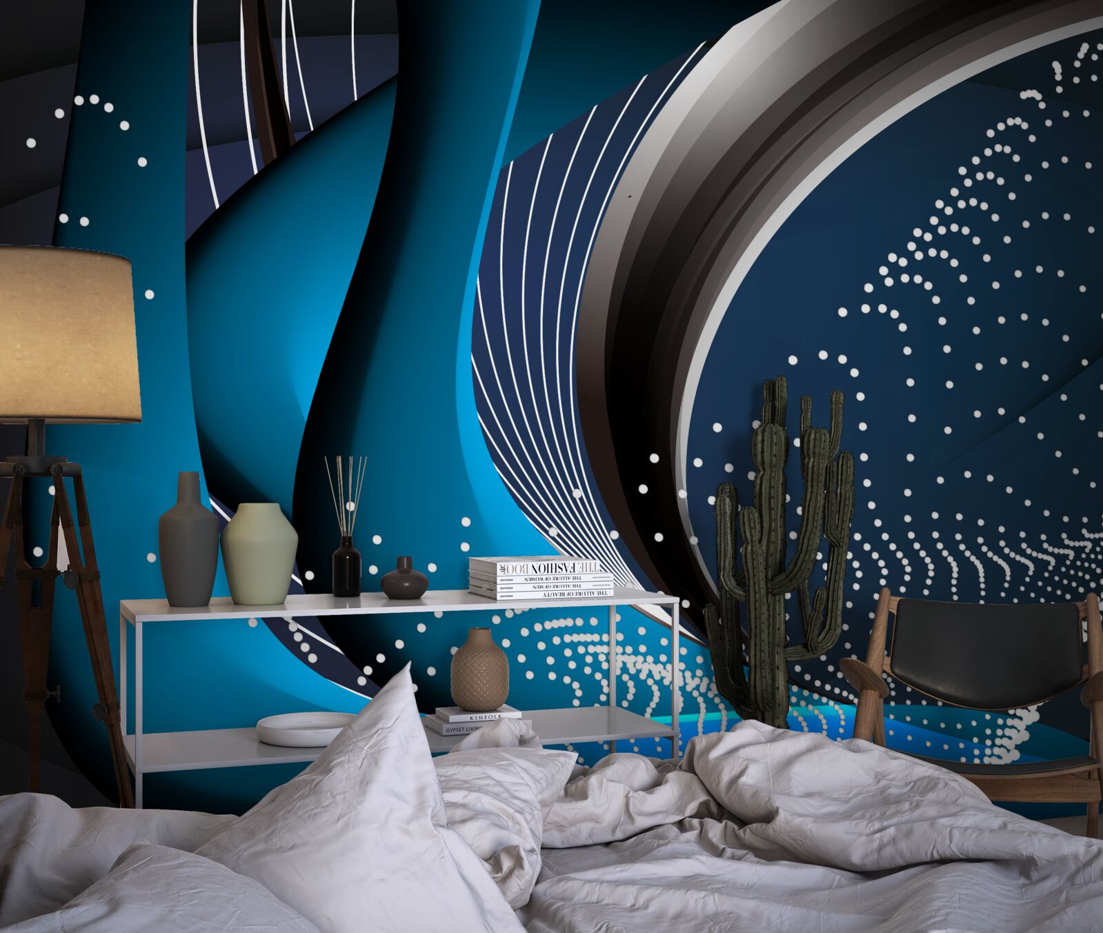 Fototapeta modré abstraktné čiary za úsvitu