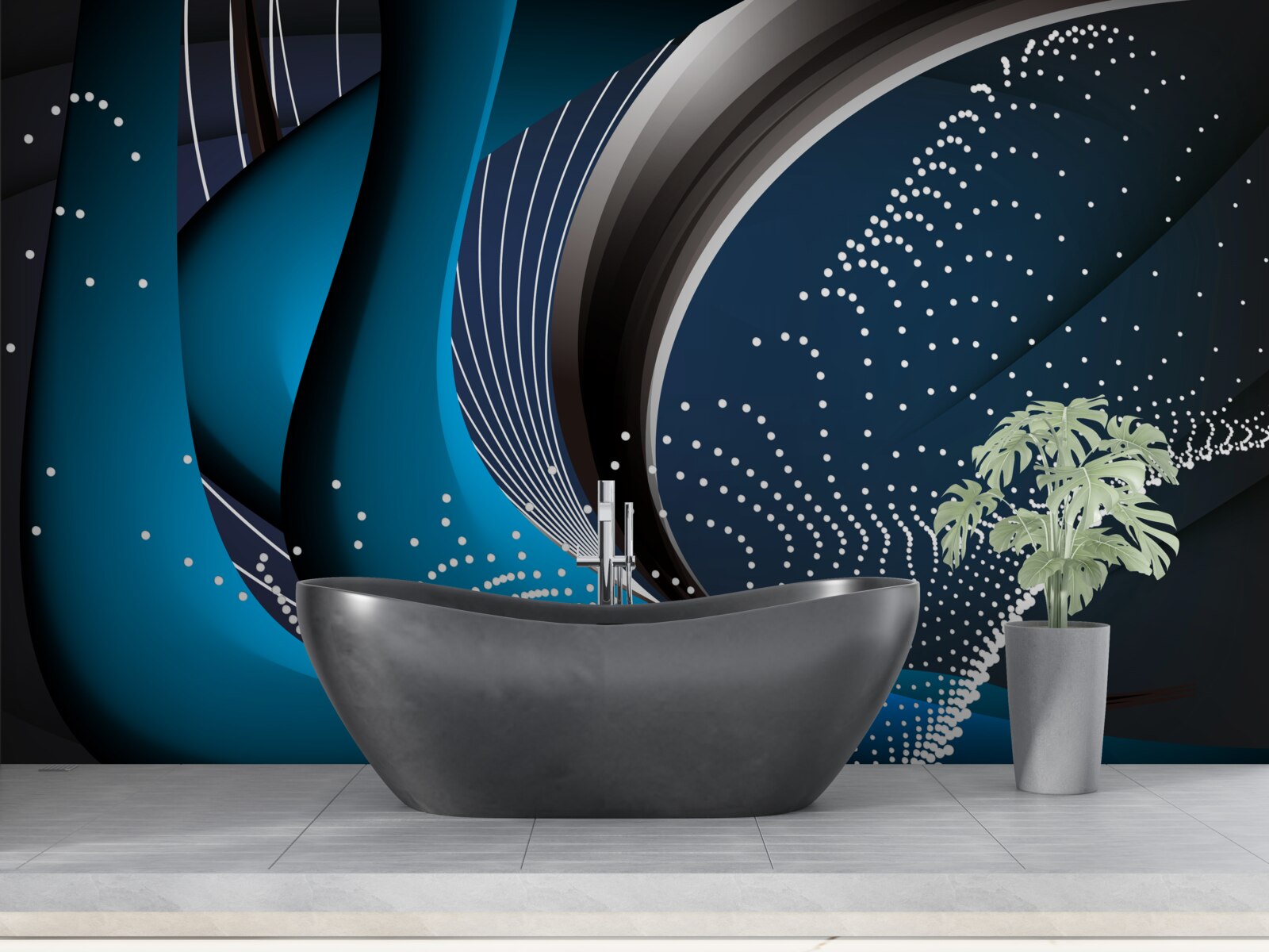 Fototapeta modré abstraktné čiary za úsvitu