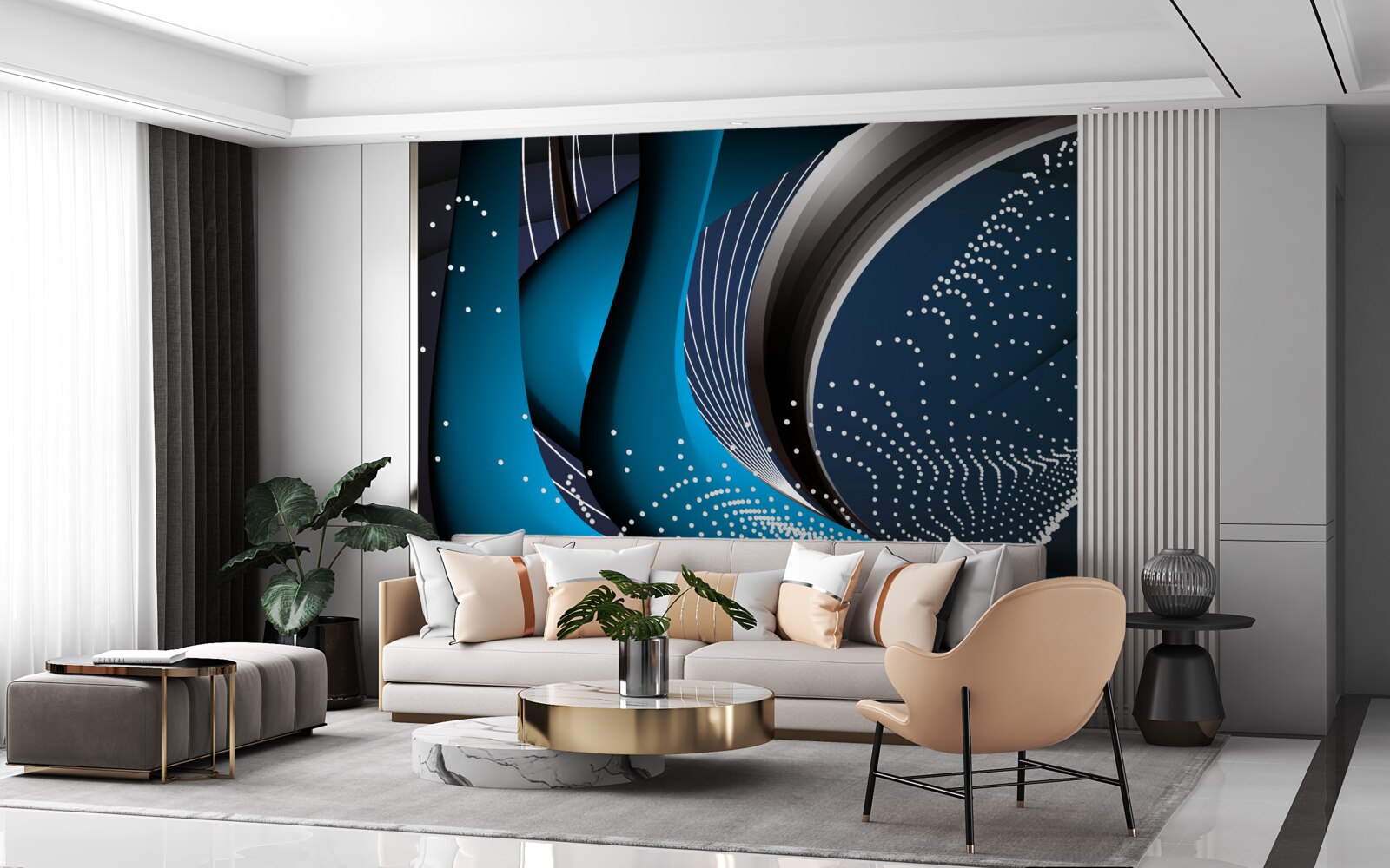 Fototapeta modré abstraktné čiary za úsvitu