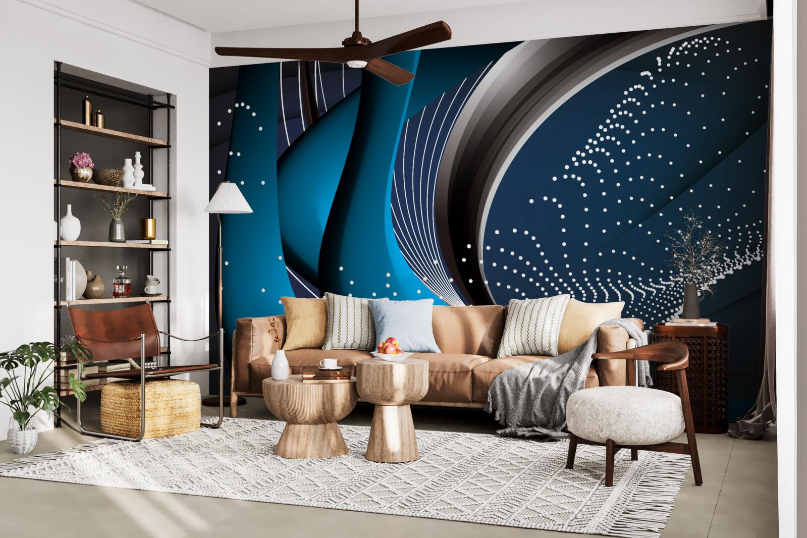 Fototapeta modré abstraktné čiary za úsvitu