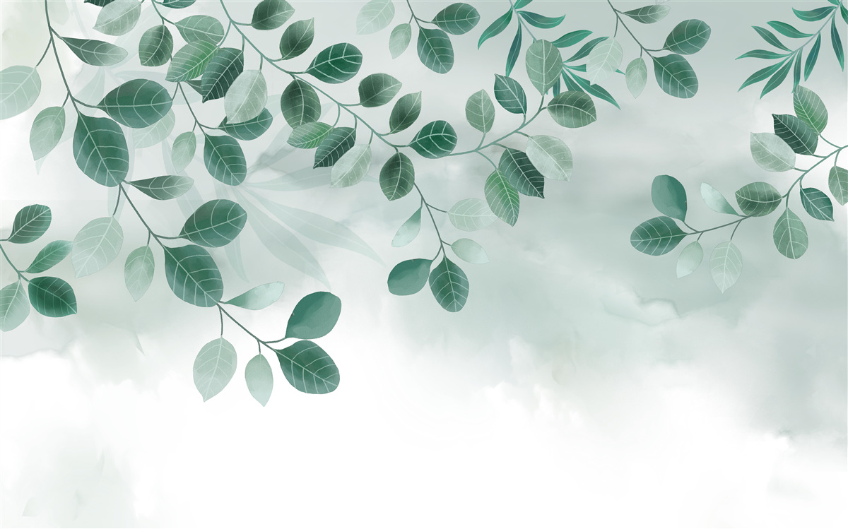 Fototapeta konáre so zelenými listami rozprestretými proti oblohe