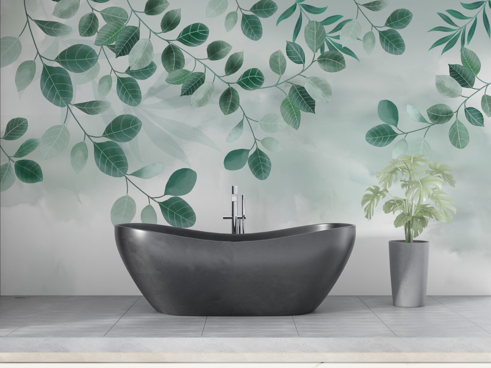 Fototapeta konáre so zelenými listami rozprestretými proti oblohe