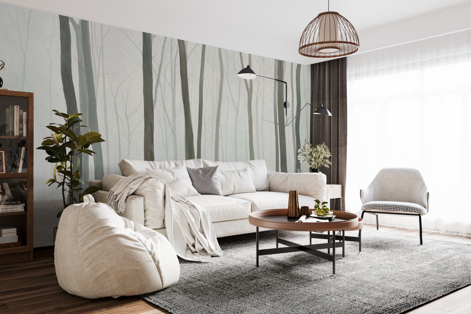 Fototapeta jednotlivé stromy obklopené hmlou