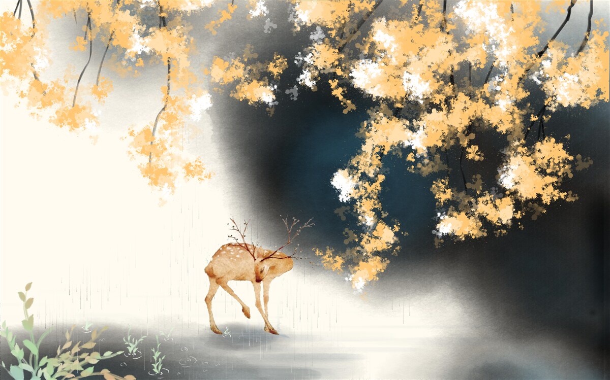 Fototapeta kamzíky v hmlistých jesenných húštinách