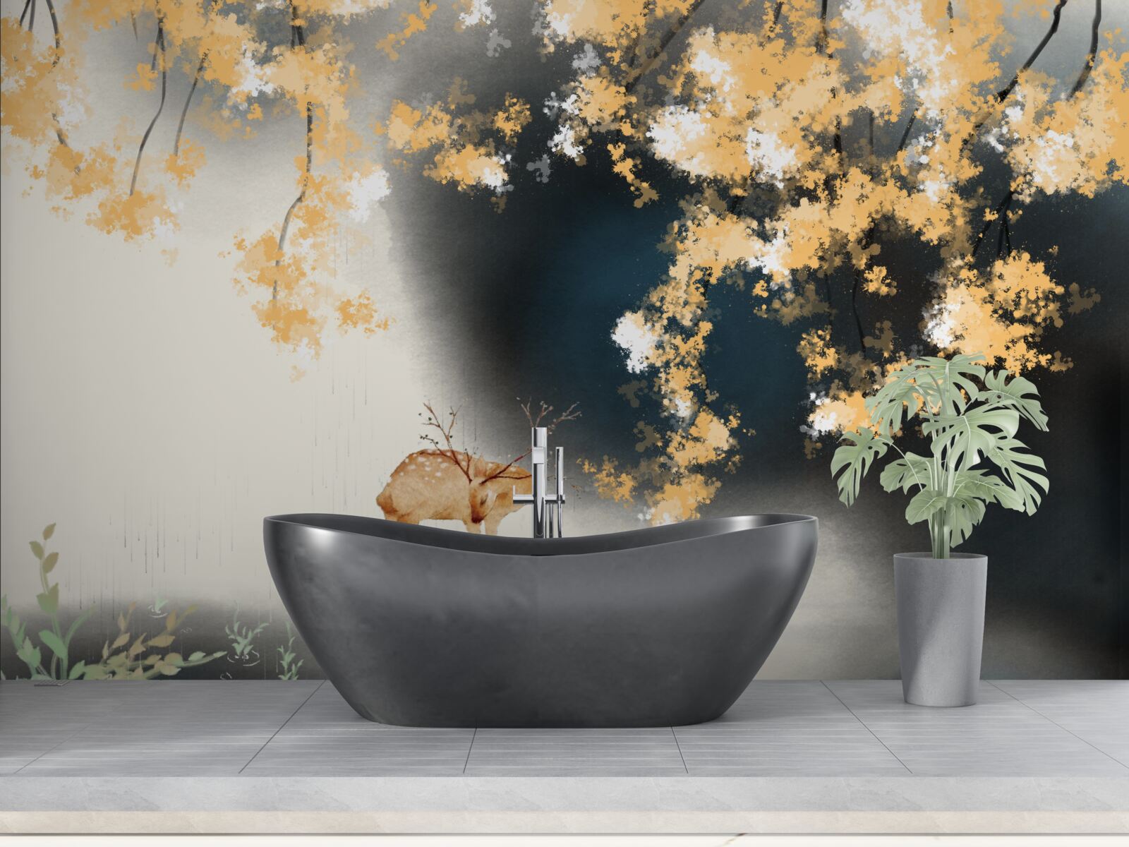 Fototapeta kamzíky v hmlistých jesenných húštinách