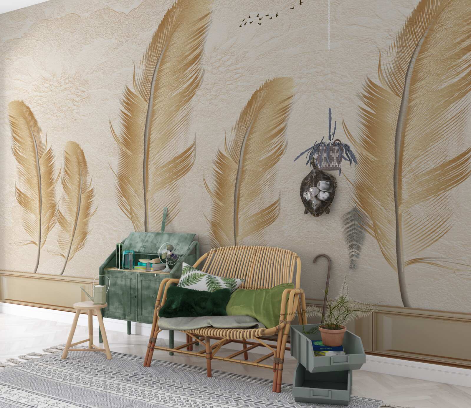 Fototapeta umelecké pozadie zdobené perím